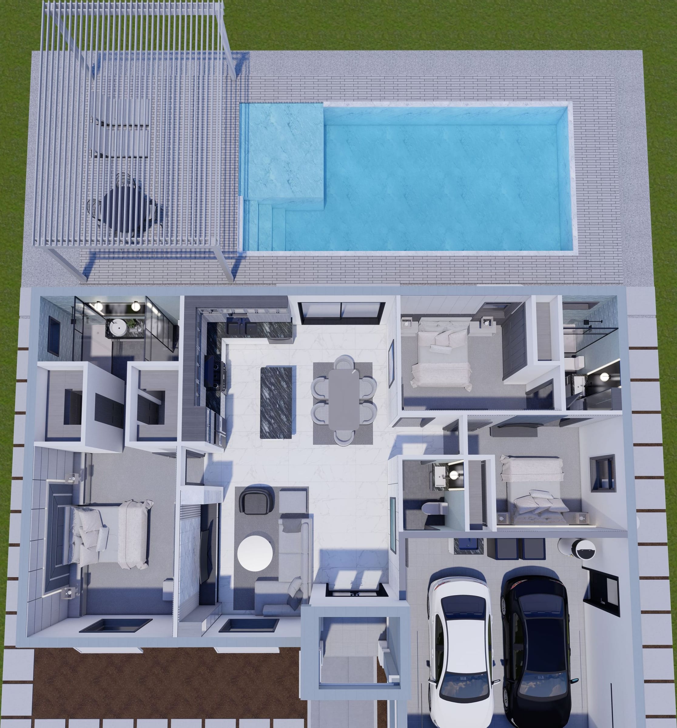 Korybantes 3D floor plan, top-down