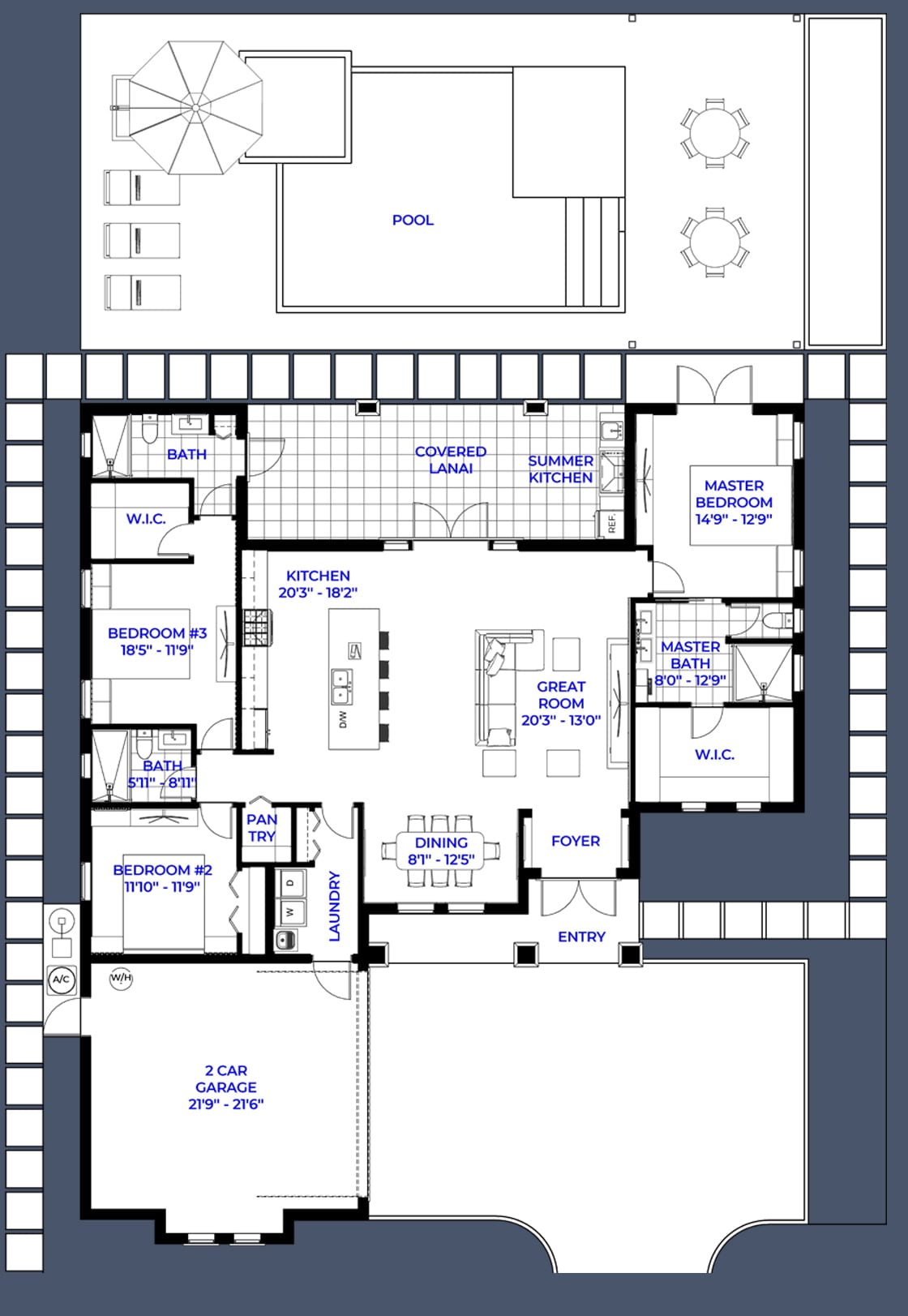 La Loma 2D floor plan with dimensions