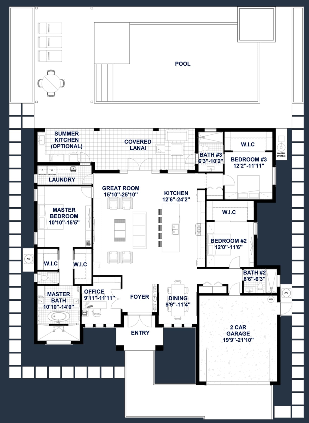 La Mora M1 2D floor plan with dimensions