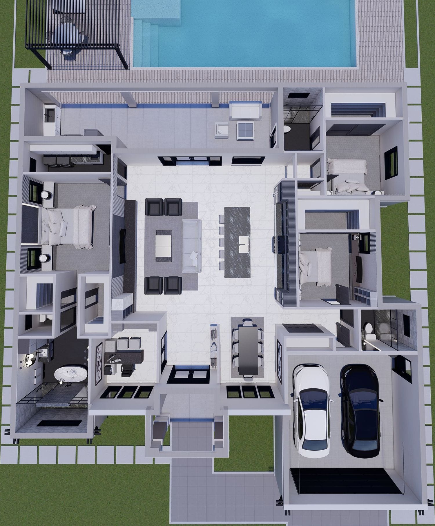 La Mora M1 3D floor plan, top-down