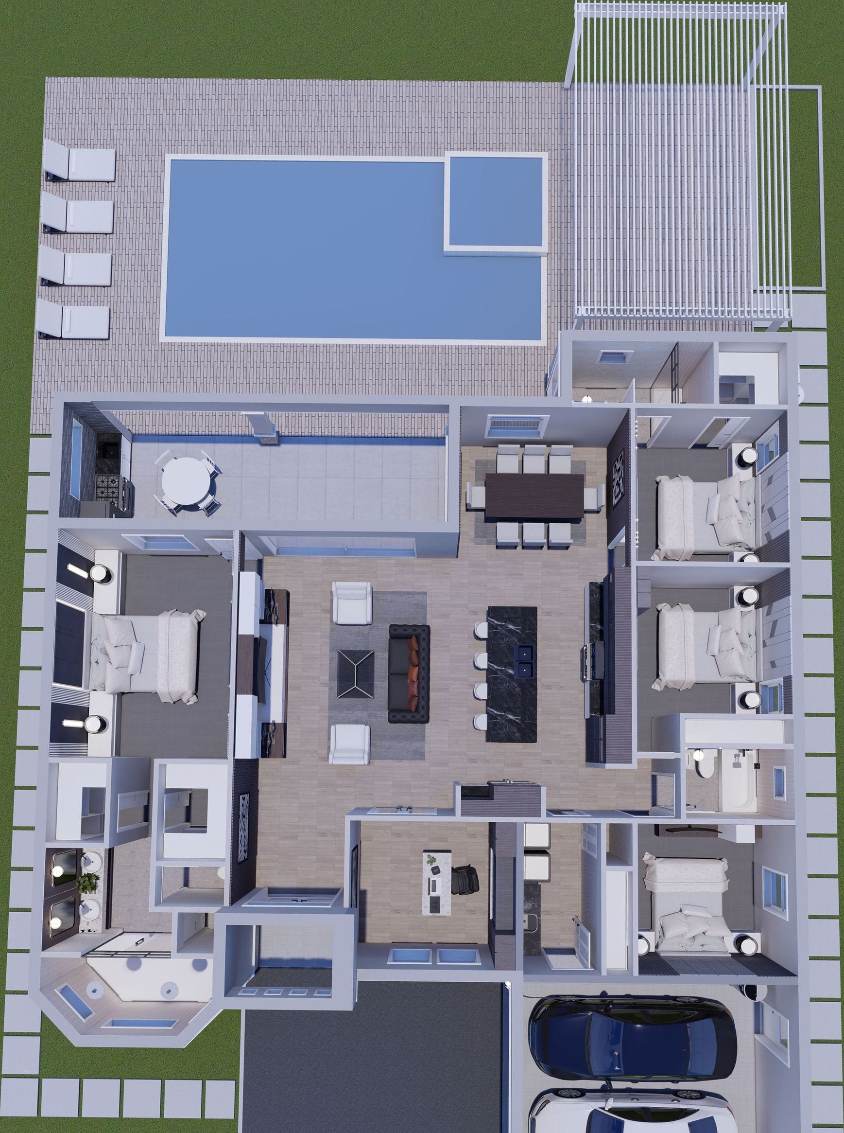 Lapiths 3D floor plan, top-down