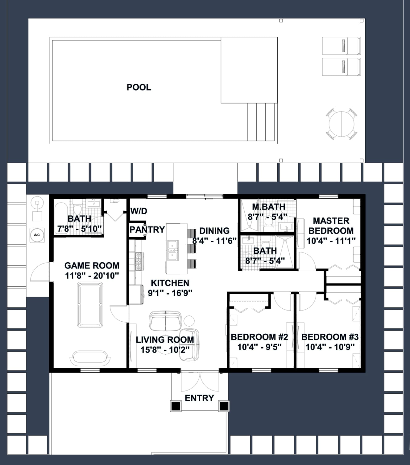 Mandala 2D floor plan with dimensions