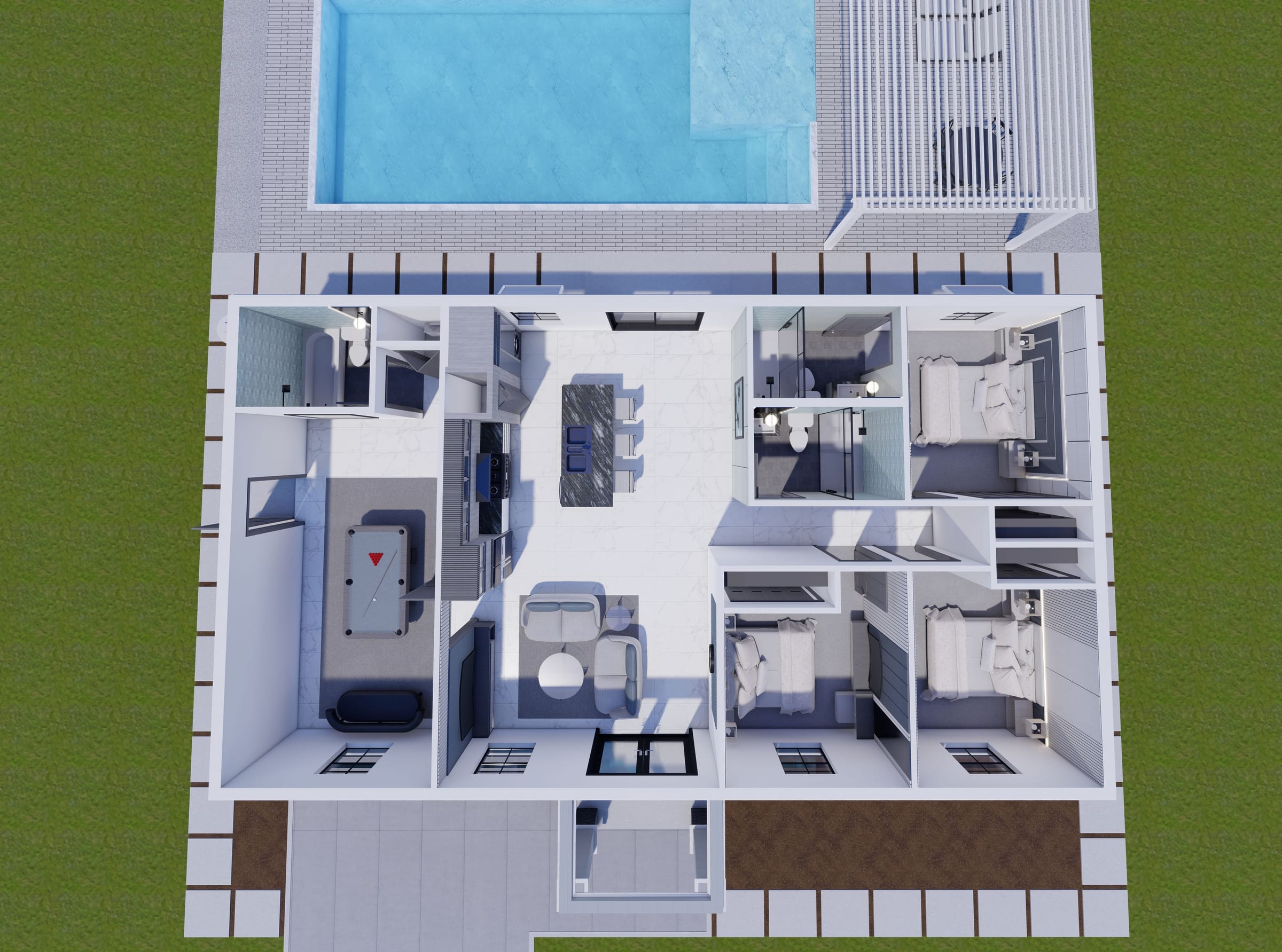 Mandala 3D floor plan, top-down