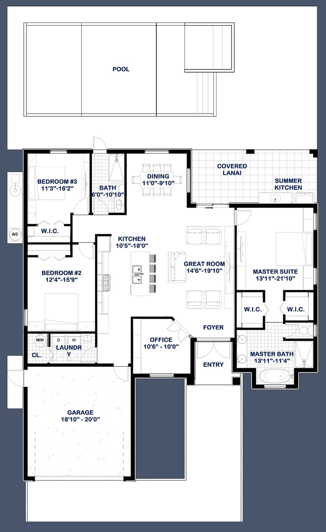 Mega Alpha 2D floor plan with dimensions