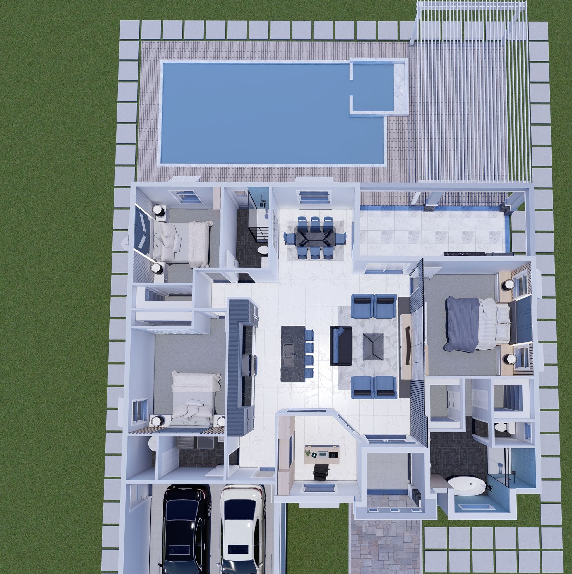 Mega Alpha 3D floor plan, top-down