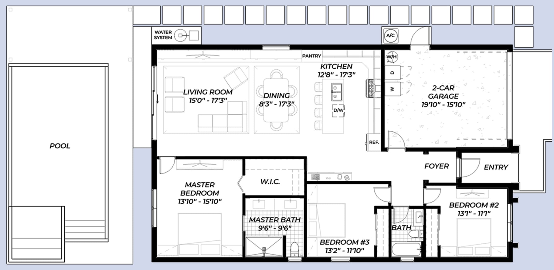 Mene 2D floor plan with dimensions