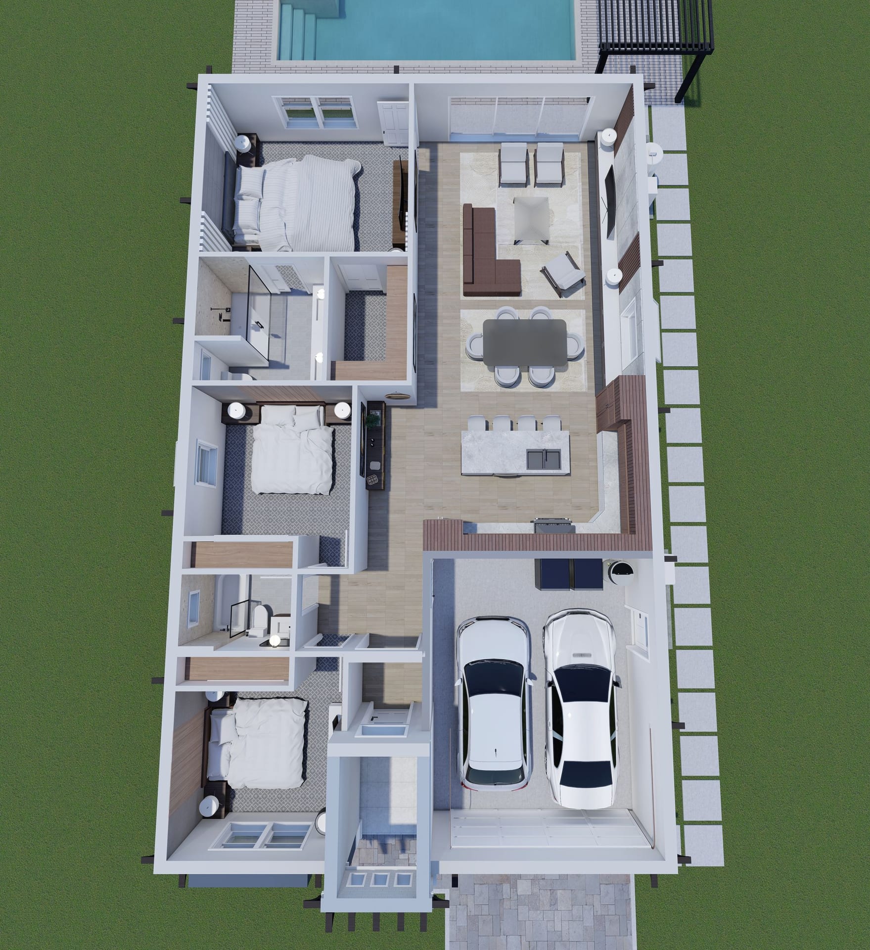 Mene 3D floor plan, top-down