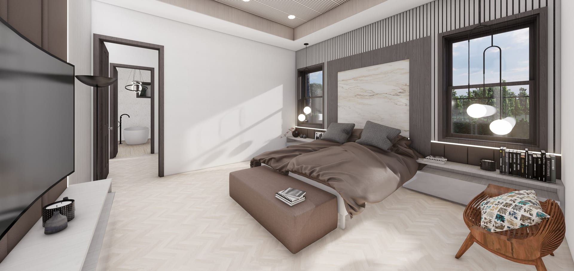 Minthe master bedroom