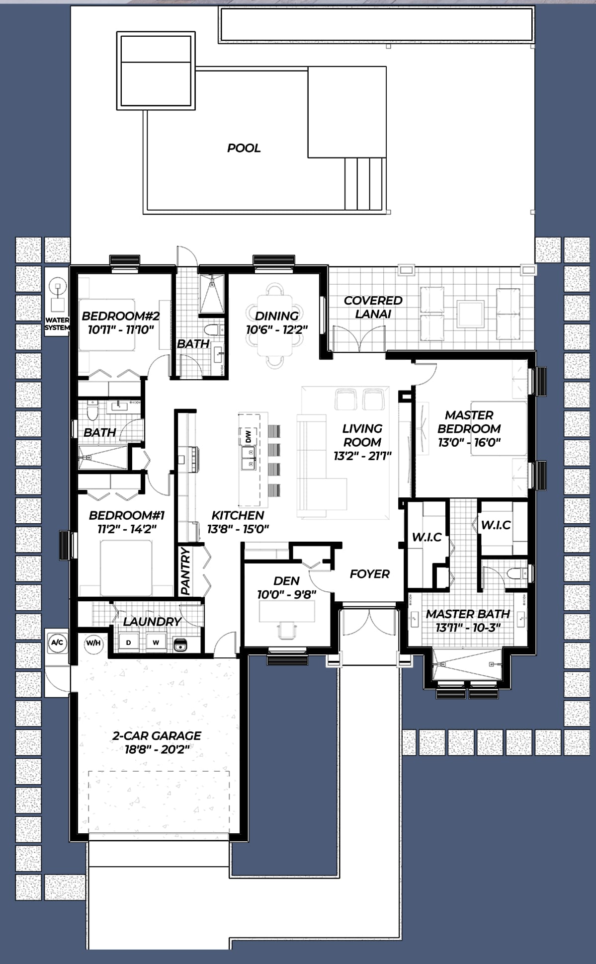 Myles M1 2D floor plan with dimensions