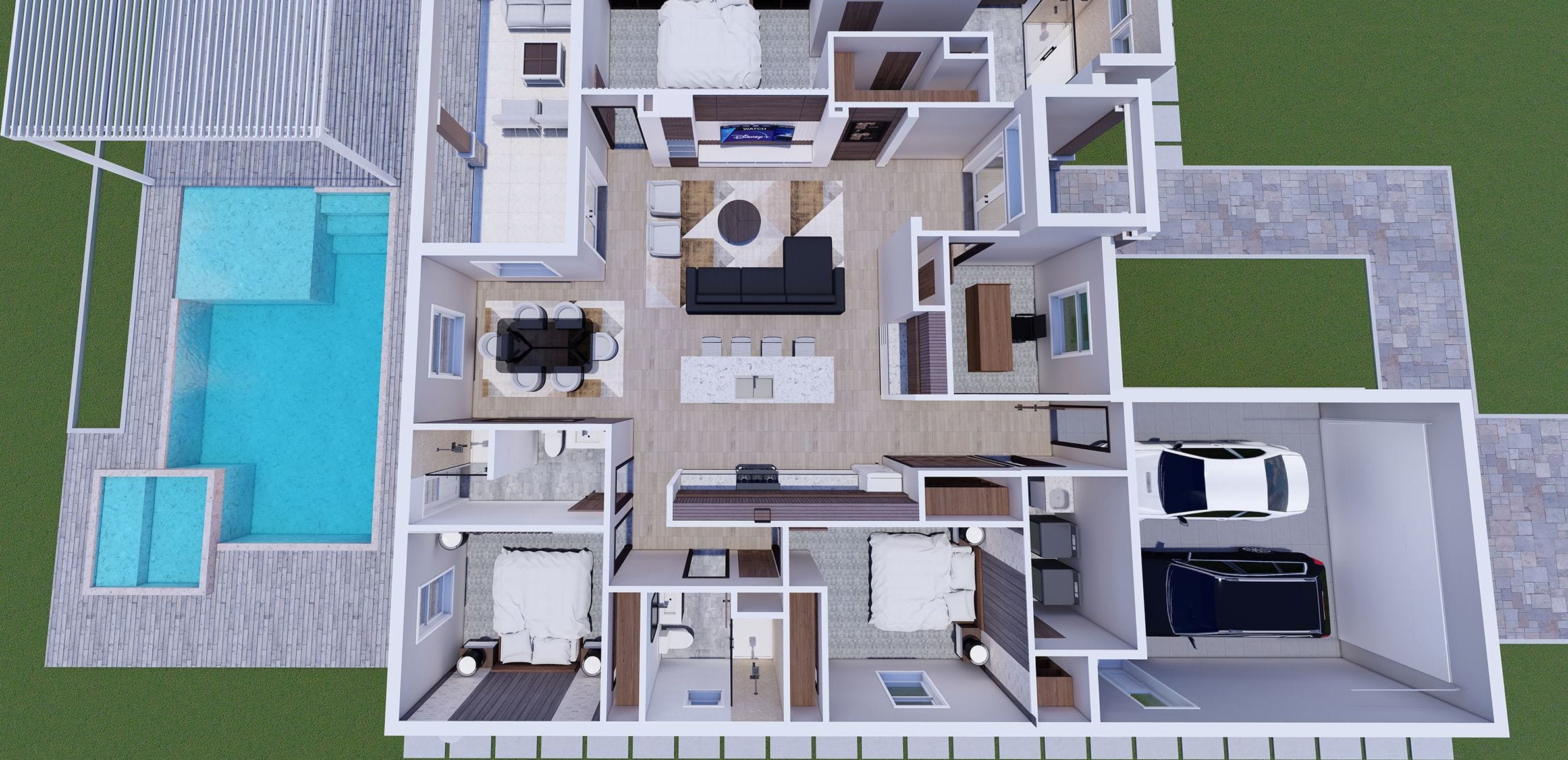 Myles M1 3D floor plan, side view