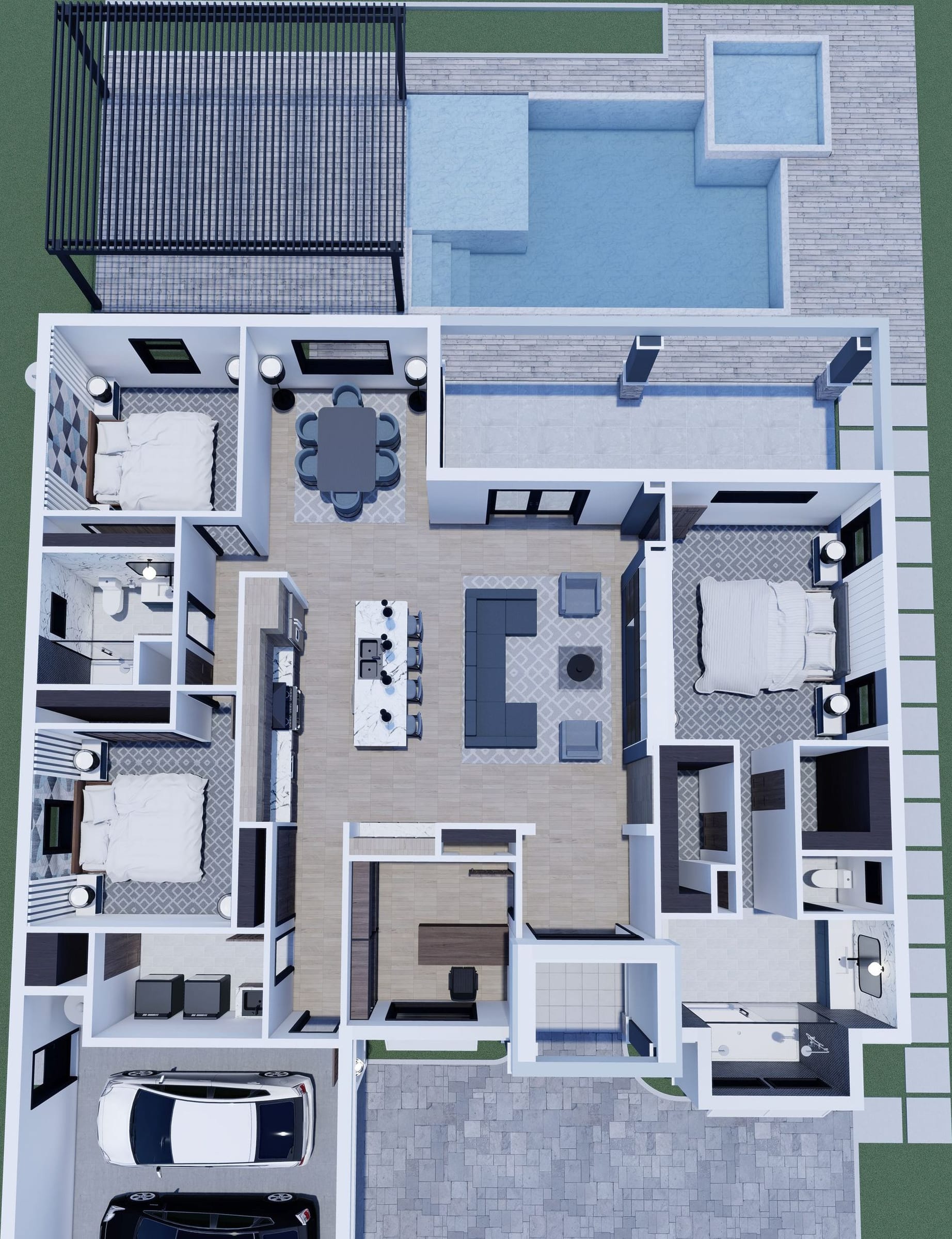 Myles 3D floor plan, top-down