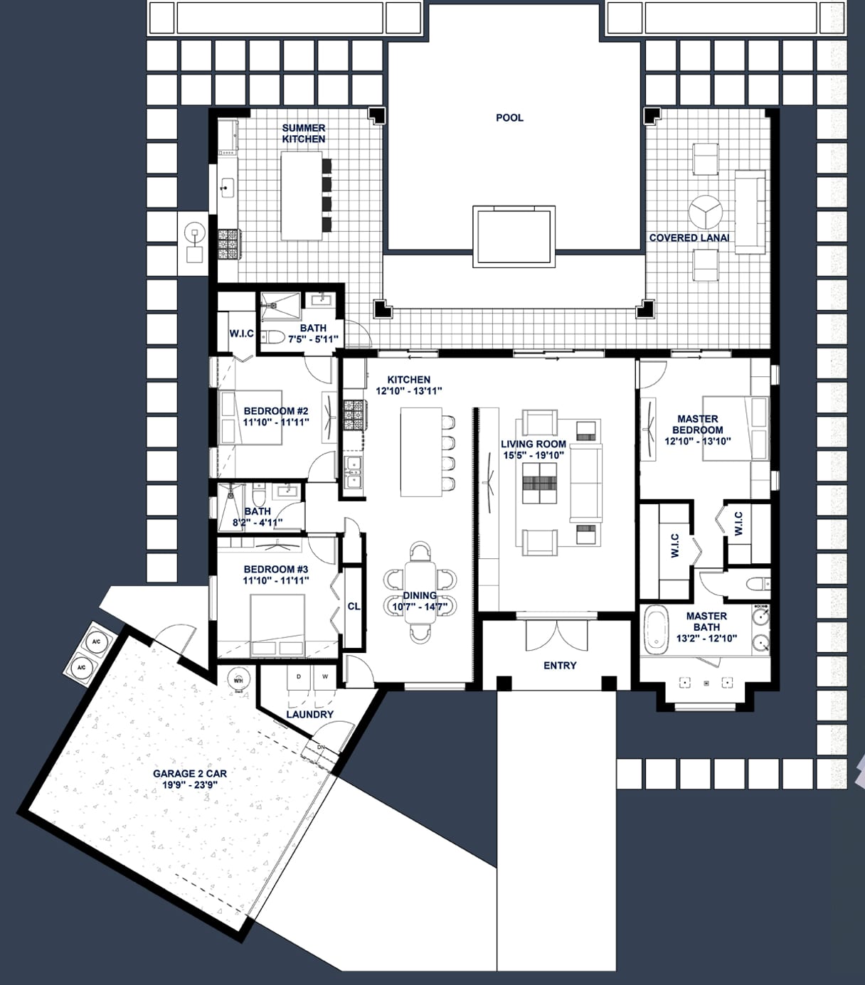 Myrina 2D floor plan with dimensions