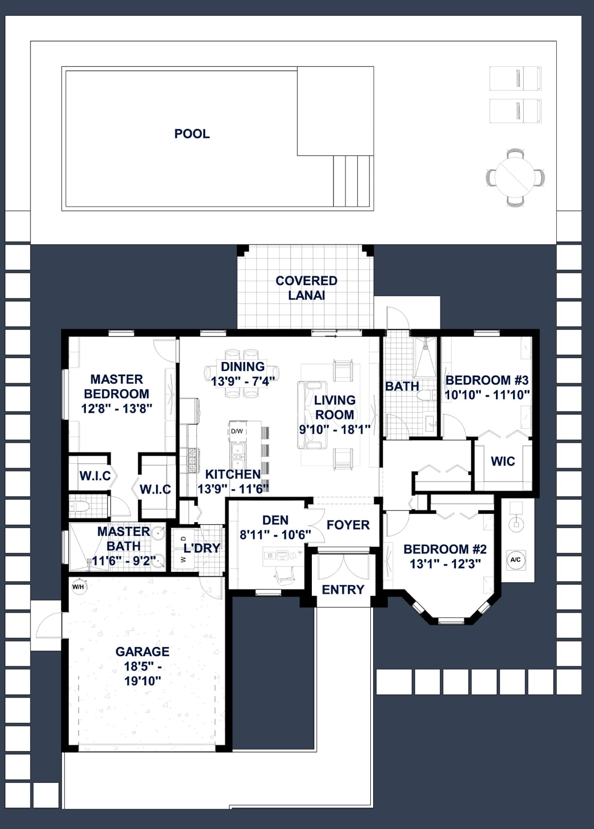 Neikea M1 2D floor plan with dimensions