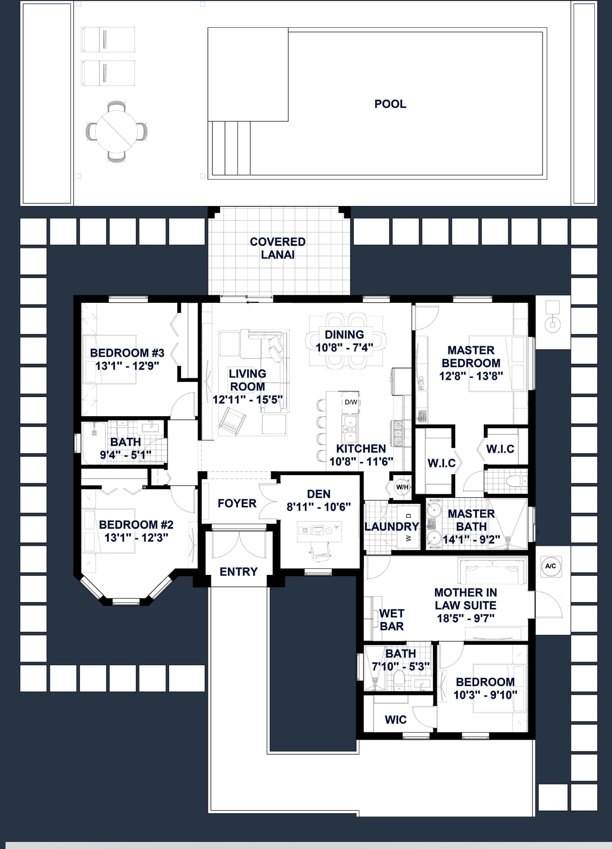 Neikea OP1 (Mother In Law) 2D floor plan with dimensions