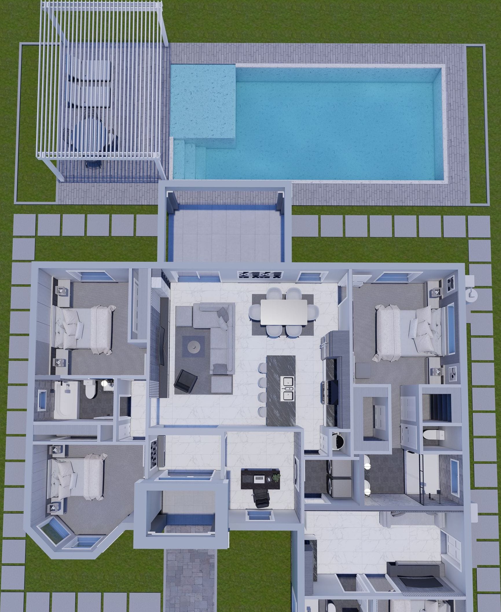 Neikea OP1 (Mother In Law) 3D floor plan, top-down