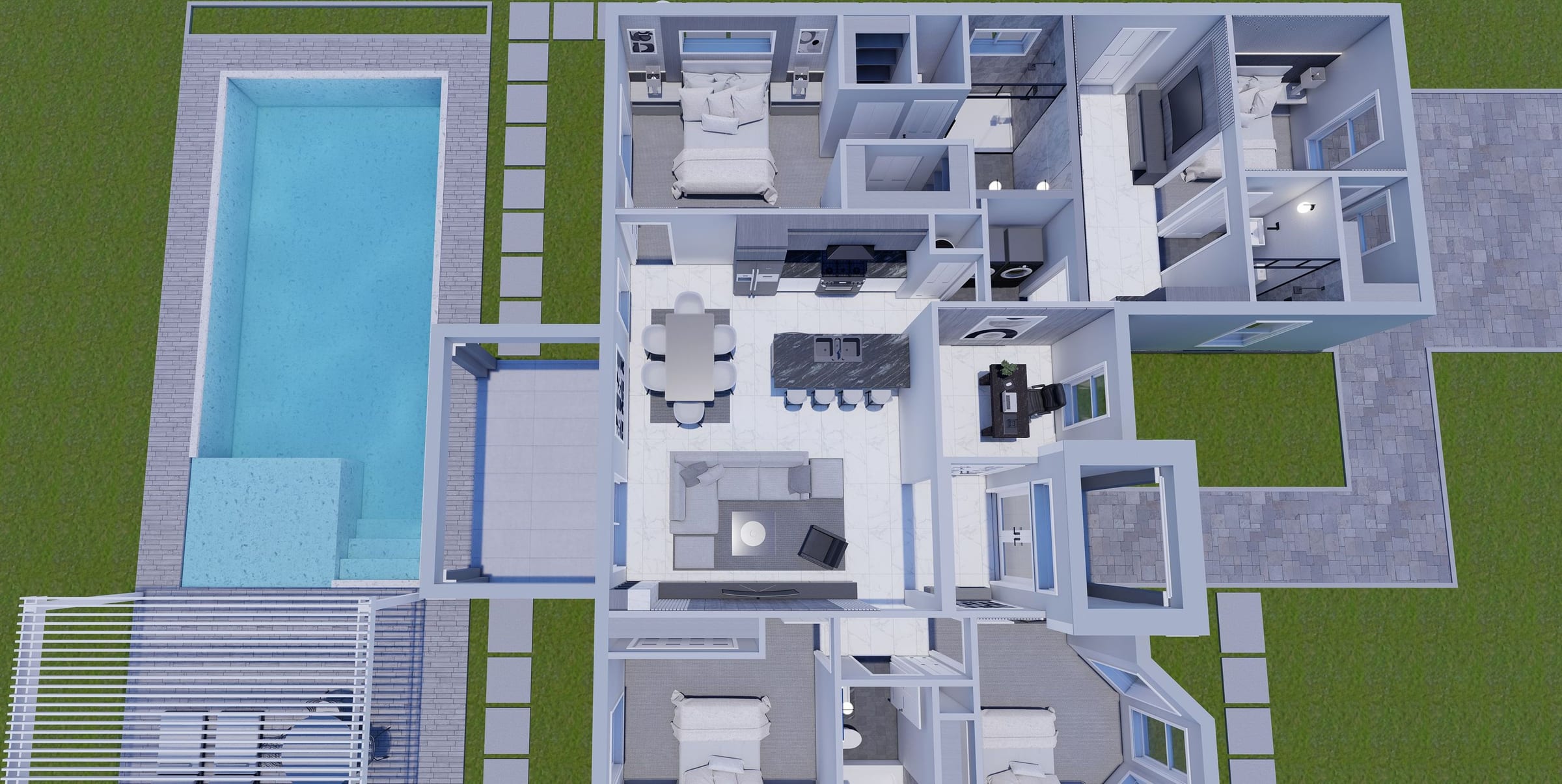 Neikea OP1 (Mother In Law) 3D floor plan, side view