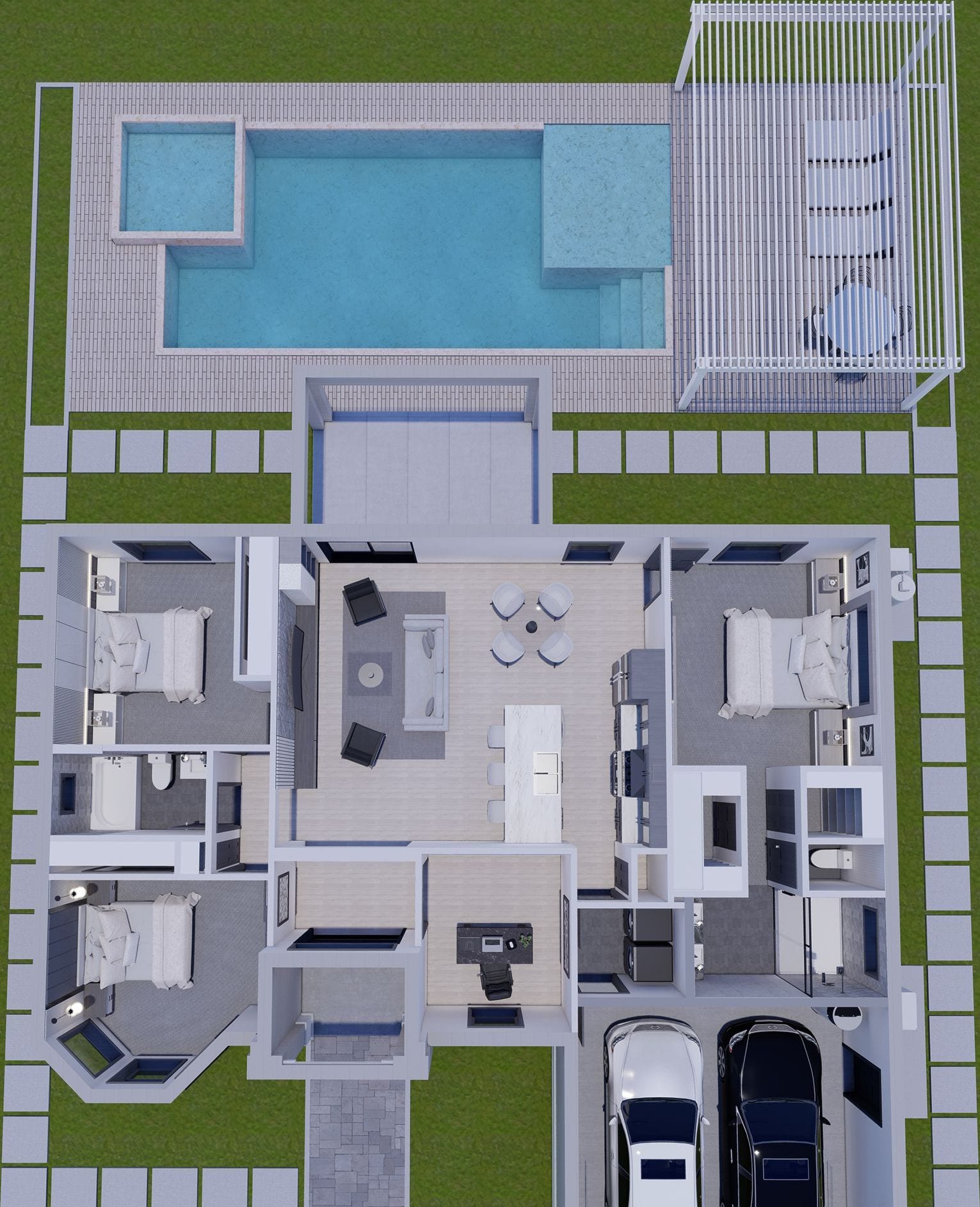 Neikea 3D floor plan, top-down