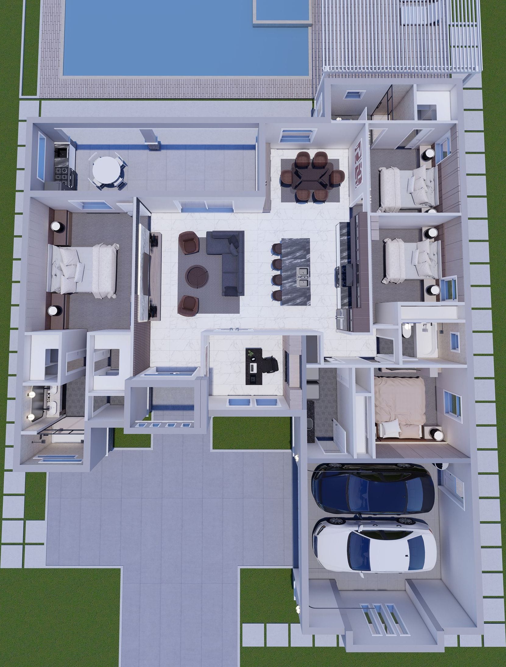 Nephele 3D floor plan, top-down