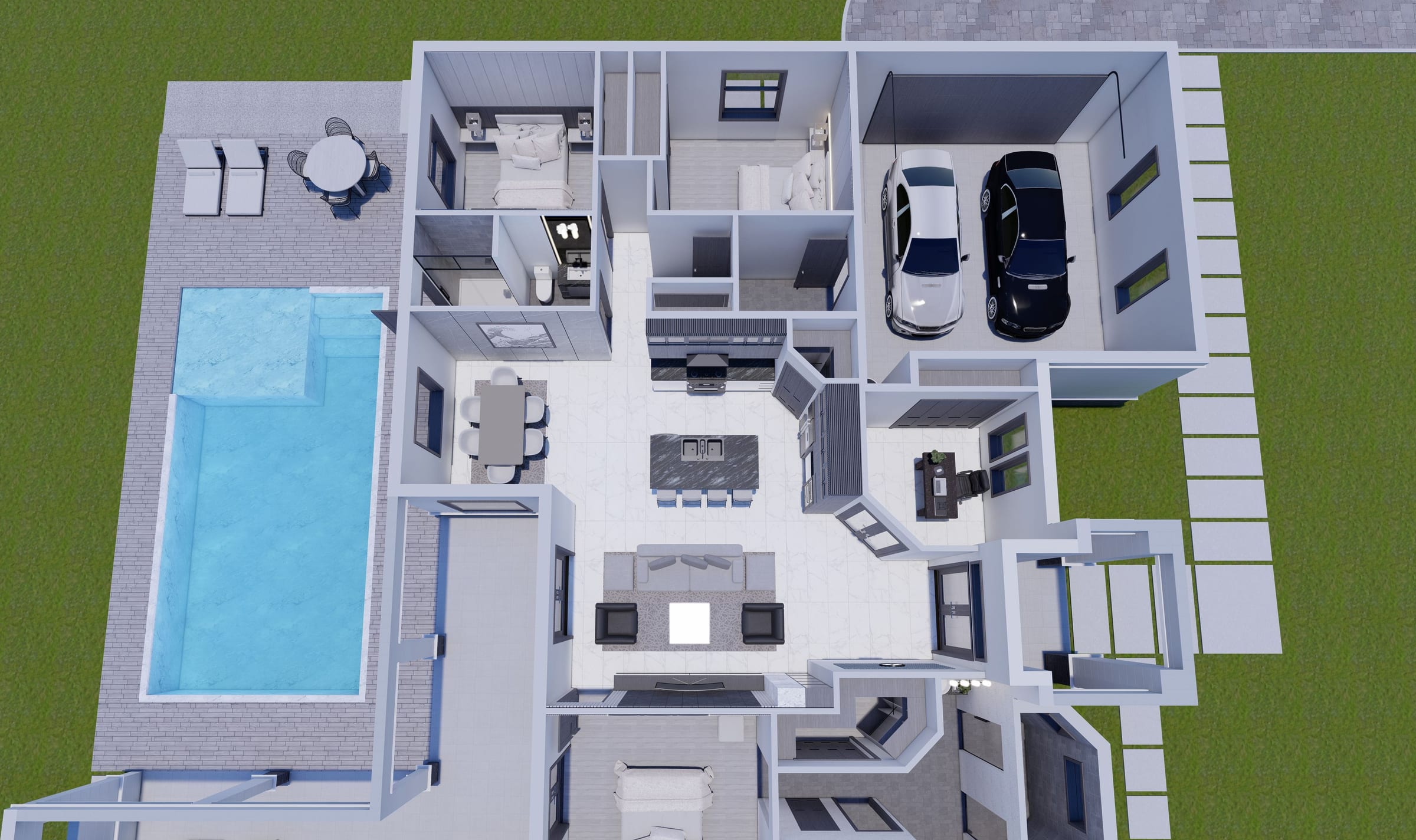 Nilus M1 (Summer Kitchen Extension) 3D floor plan, side view