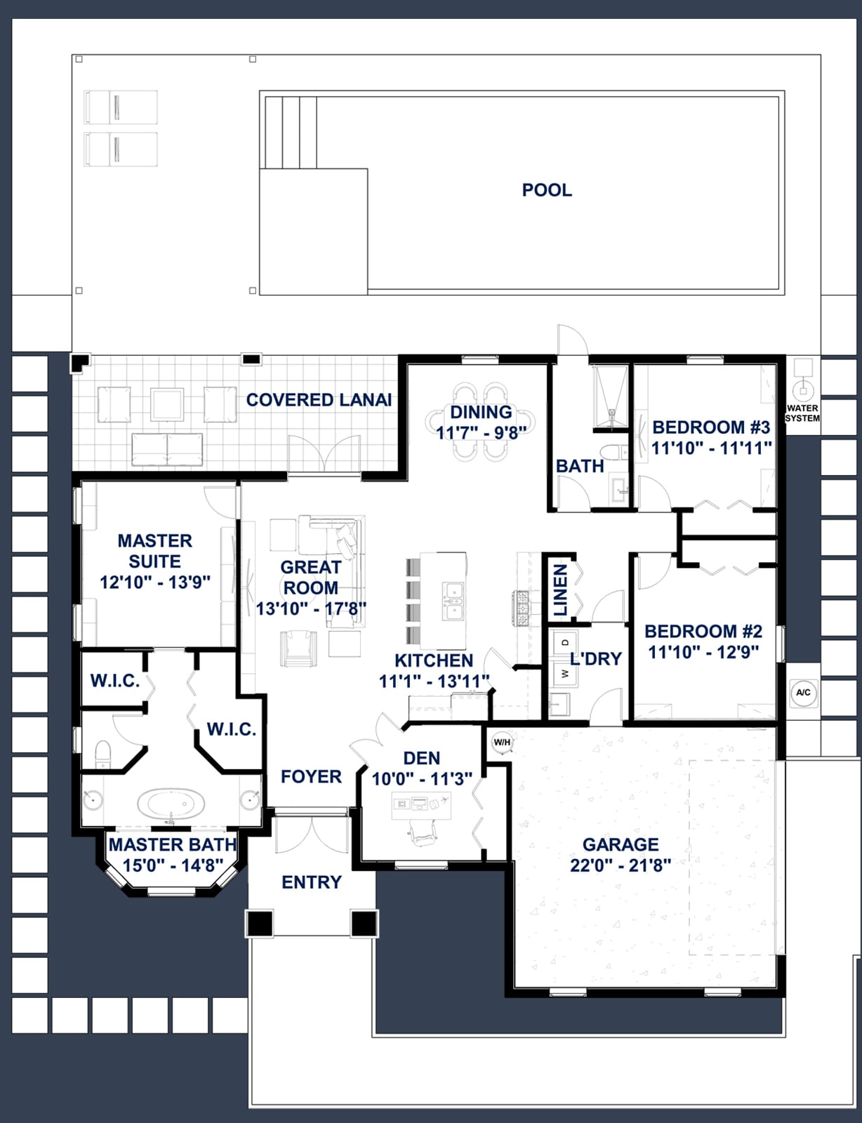 Nilus OP2 Side Garage 2D floor plan with dimensions