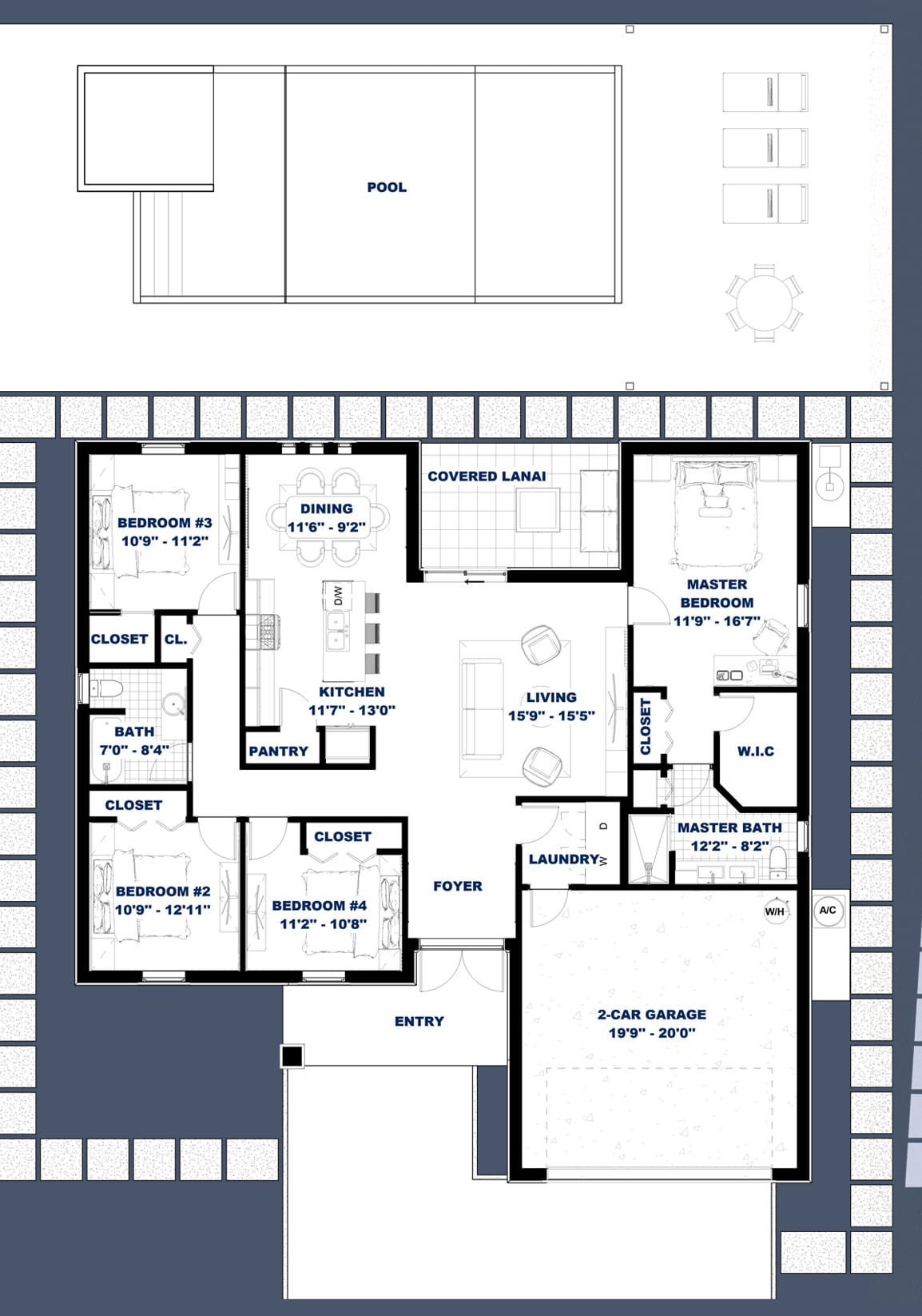 Niobe 2D floor plan with dimensions
