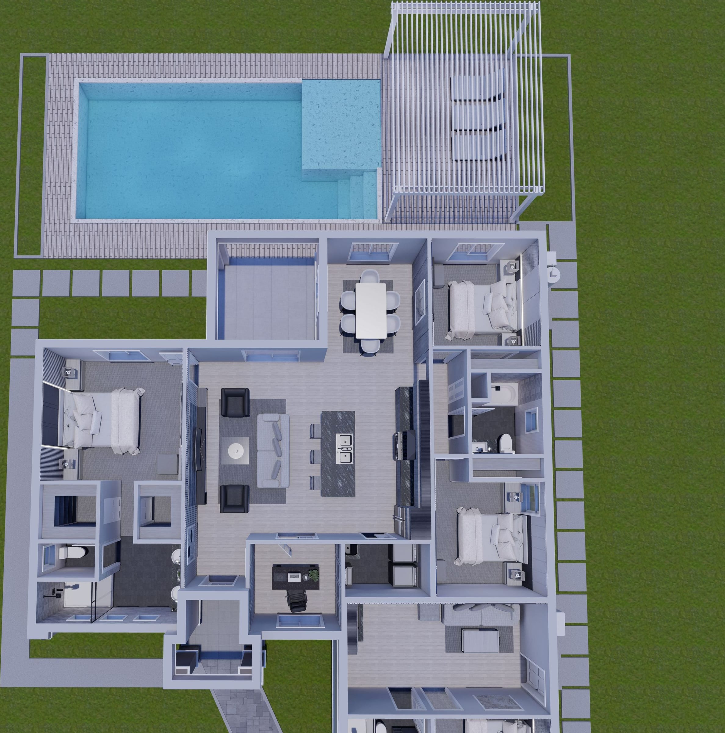 Oceanus OP1 (Mother In Law) 3D floor plan, top-down