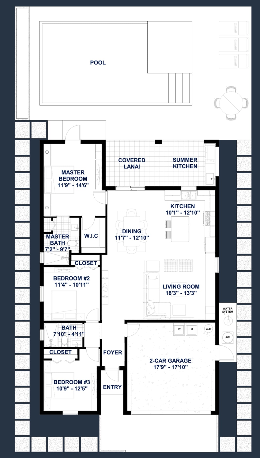 Oicles M1 2D floor plan with dimensions