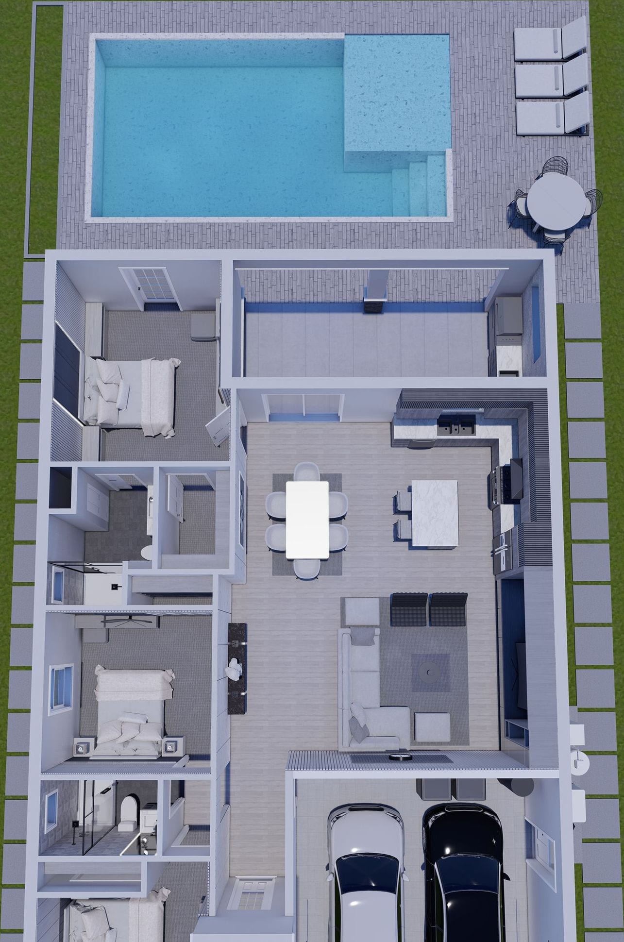 Oicles M1 3D floor plan, top-down