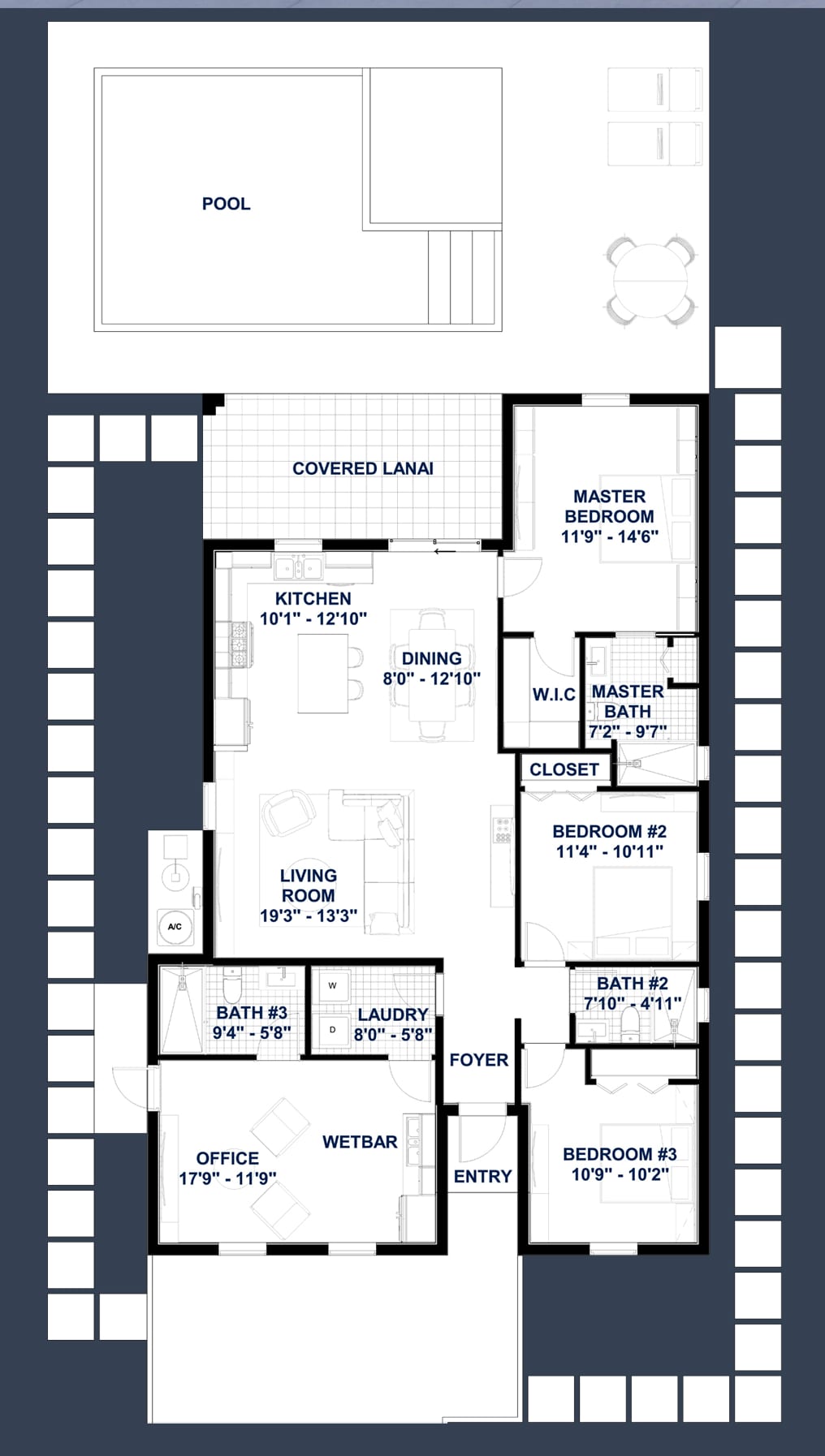 Oicles OP1. ADU 2D floor plan with dimensions