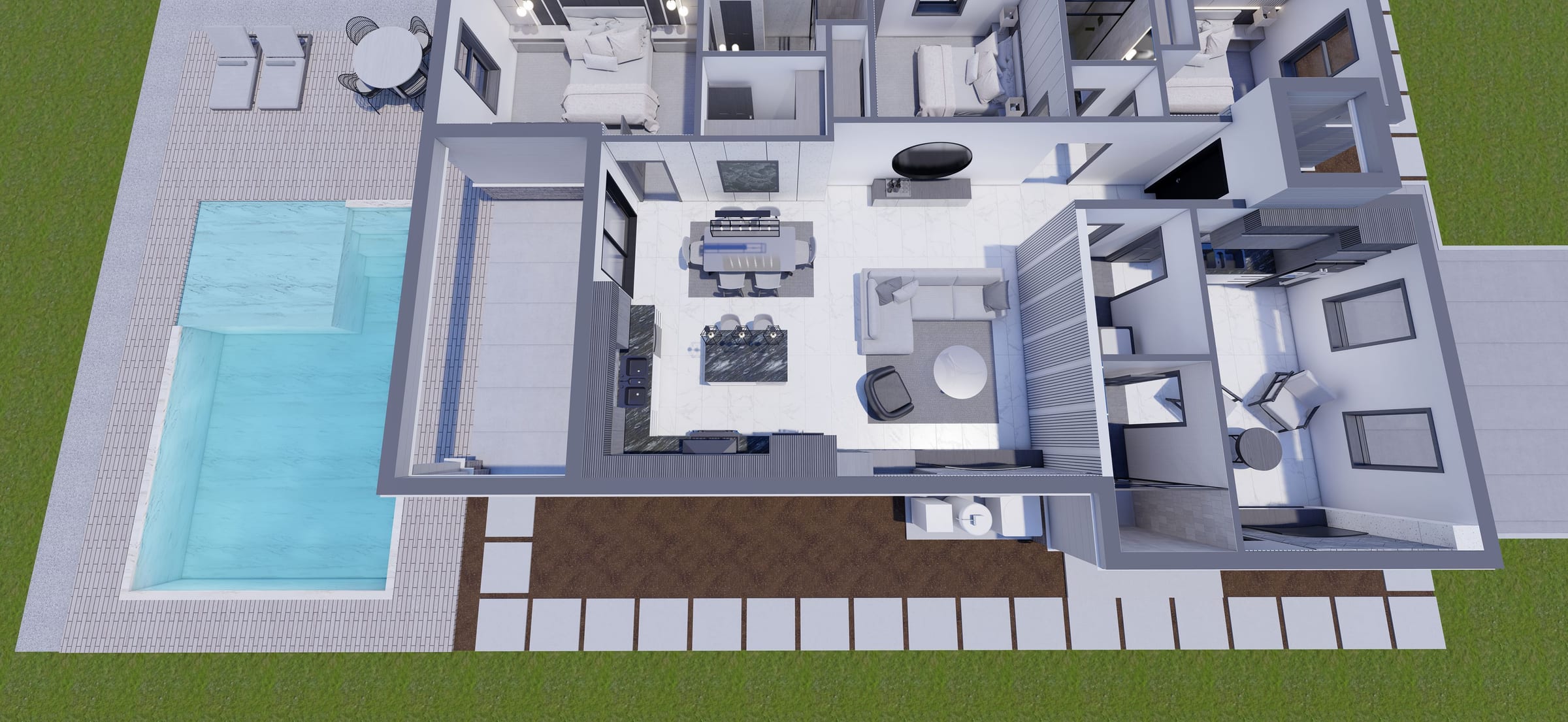 Oicles OP1. ADU 3D floor plan, side view