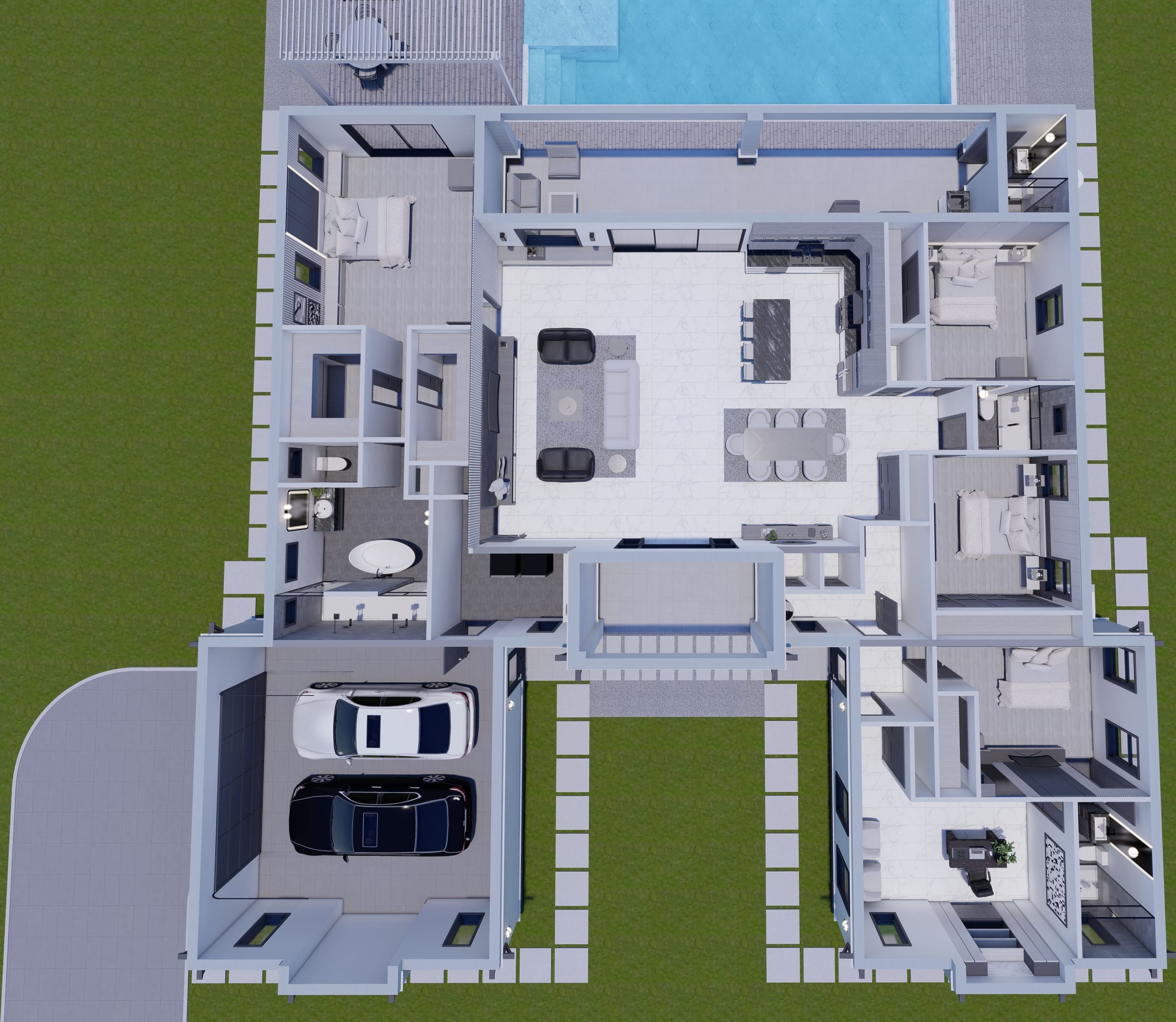 Oneiroi M1 3D floor plan, top-down