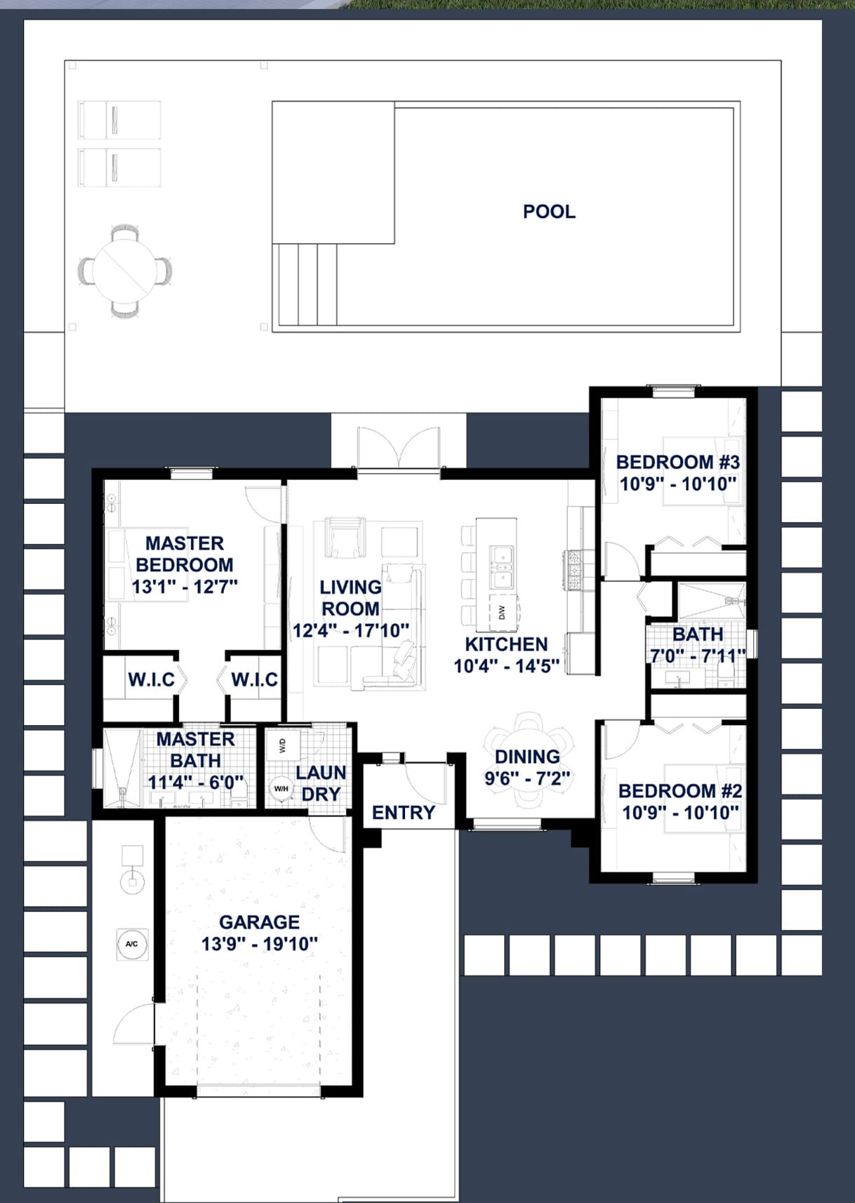 OTL M3 ( No Covered Lanai ) 2D floor plan with dimensions