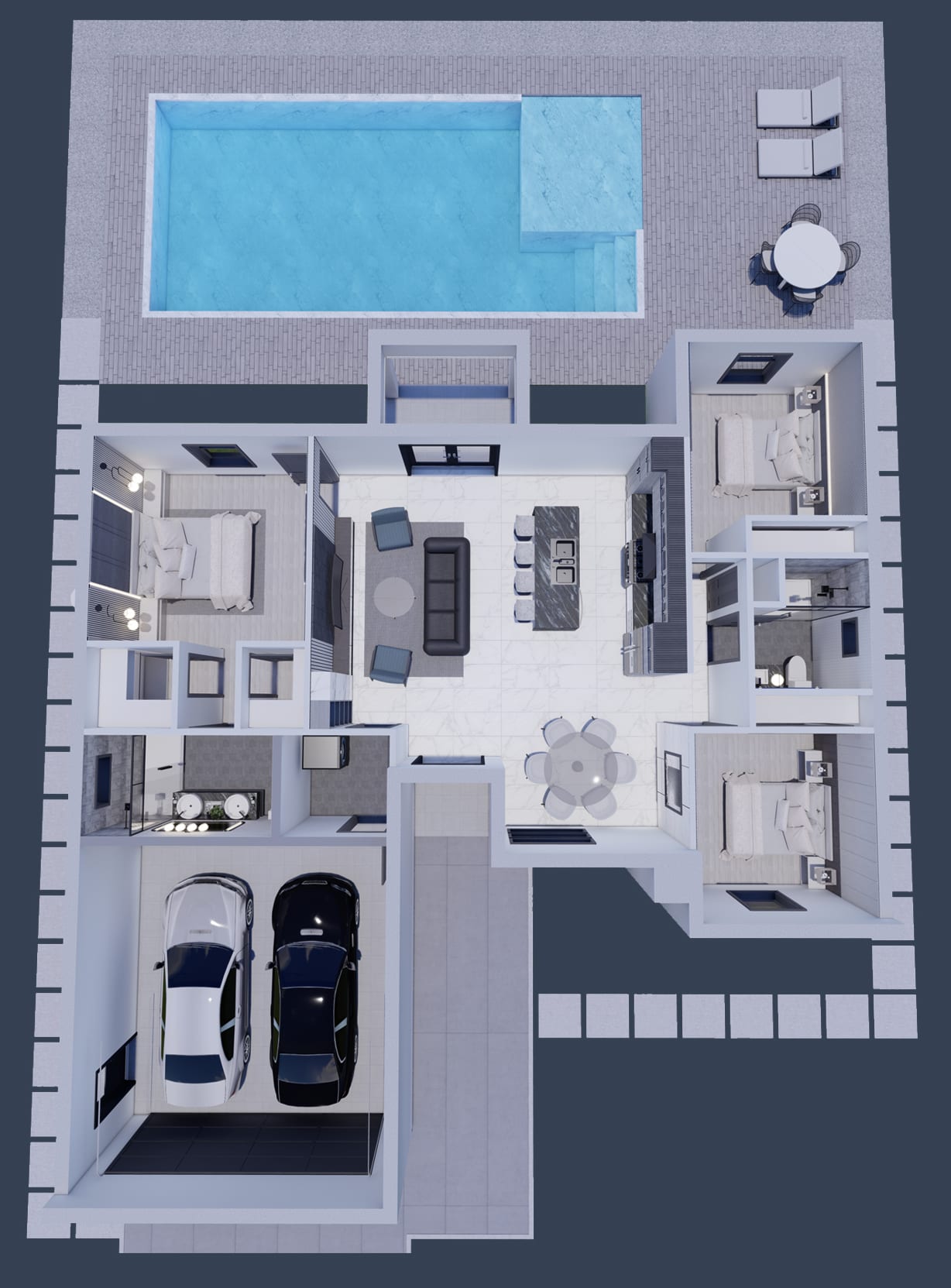 OTL OP1 (Garage Extended) 2D floor plan with dimensions