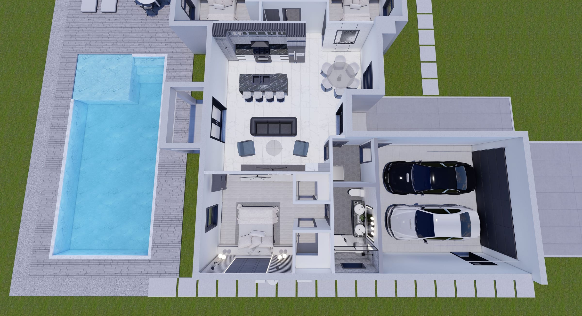 OTL OP1 (Garage Extended) 3D floor plan, side view