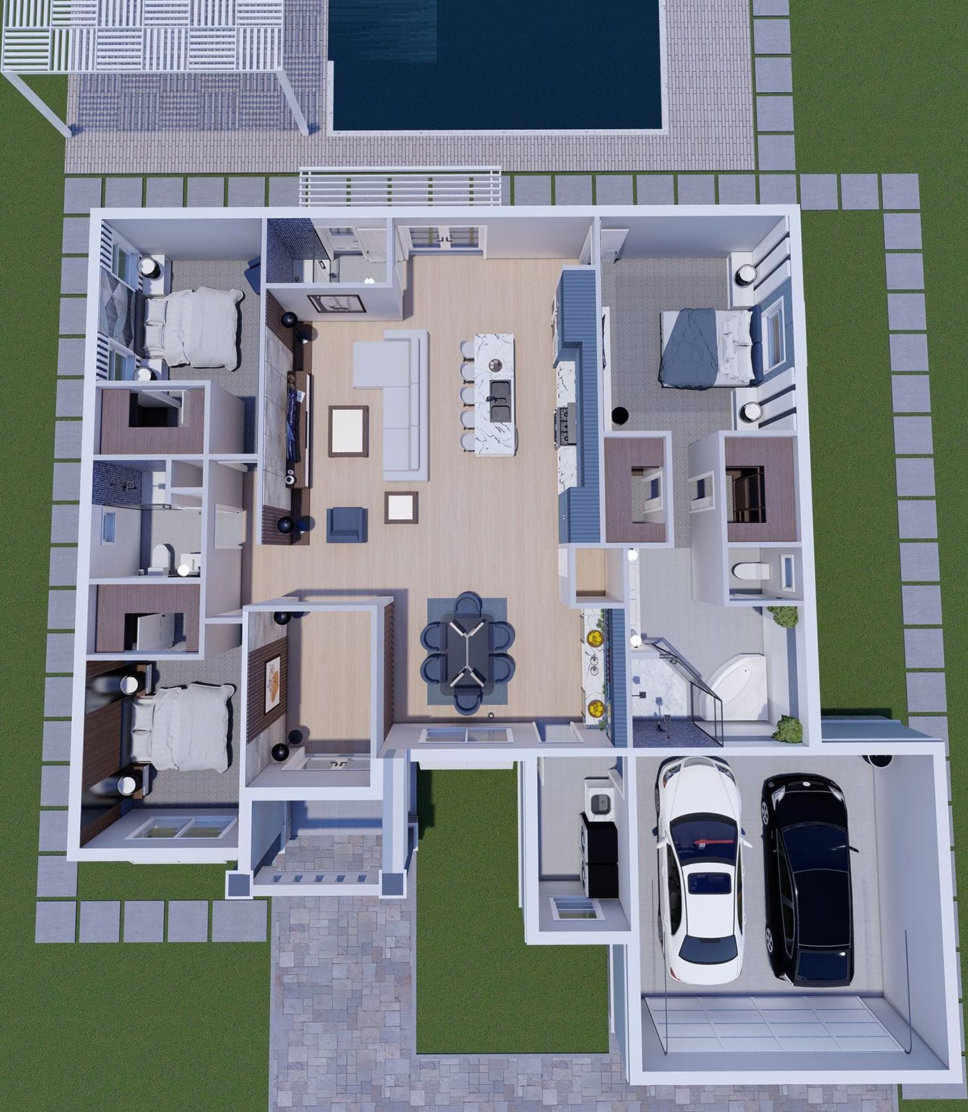 Paean 3D floor plan, top-down