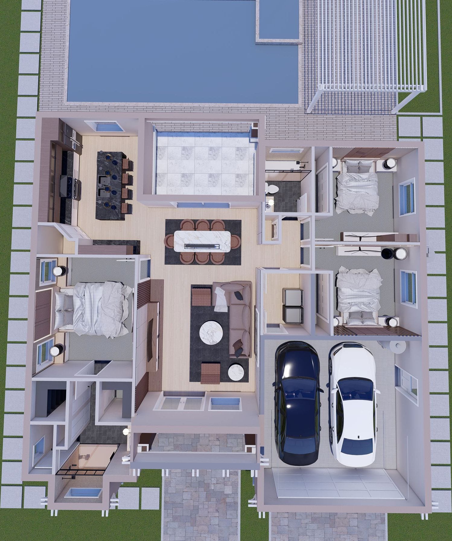 Palma Homes 1625 3D floor plan, top-down