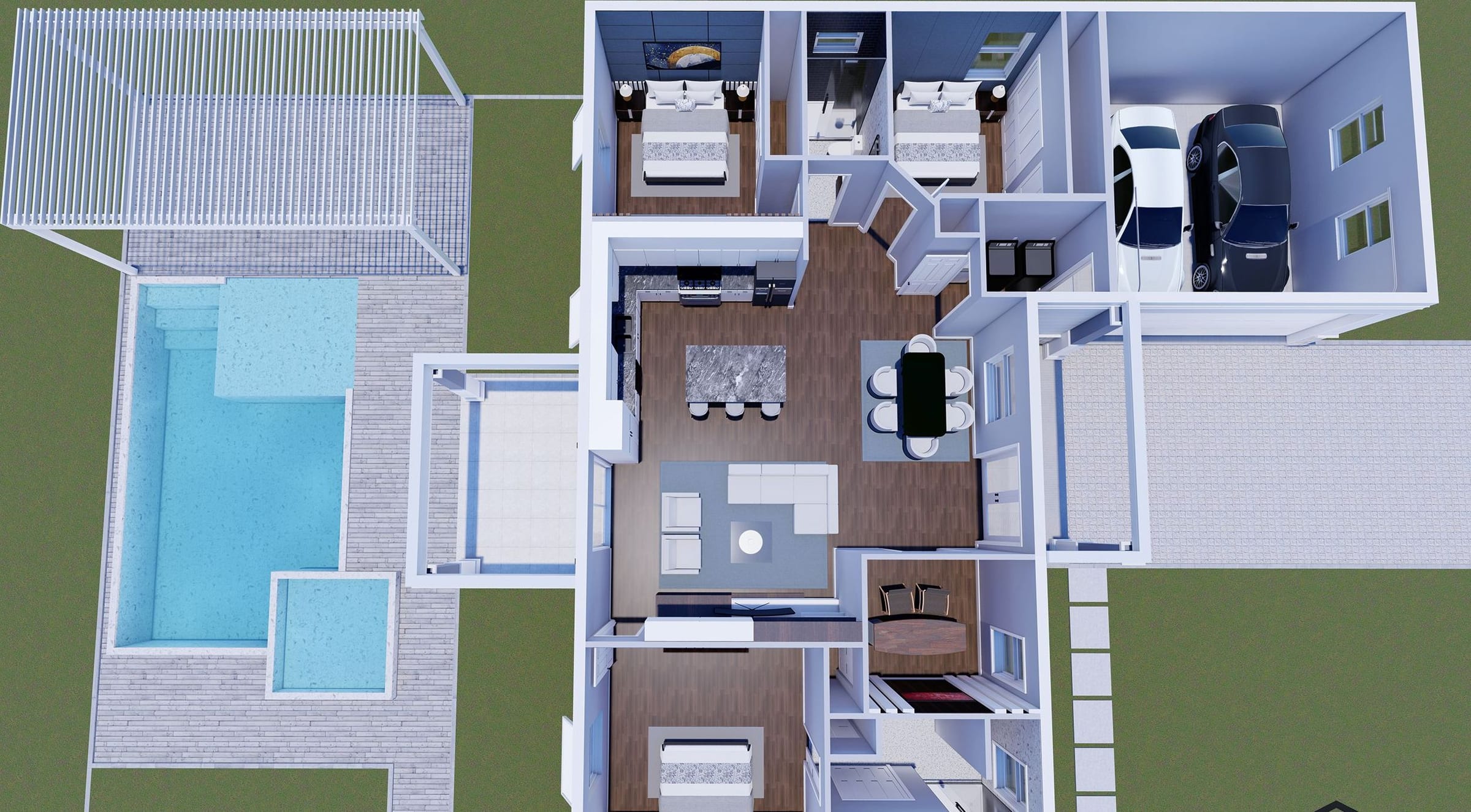 Pheme M1 Op. Garage Side 3D floor plan, side view