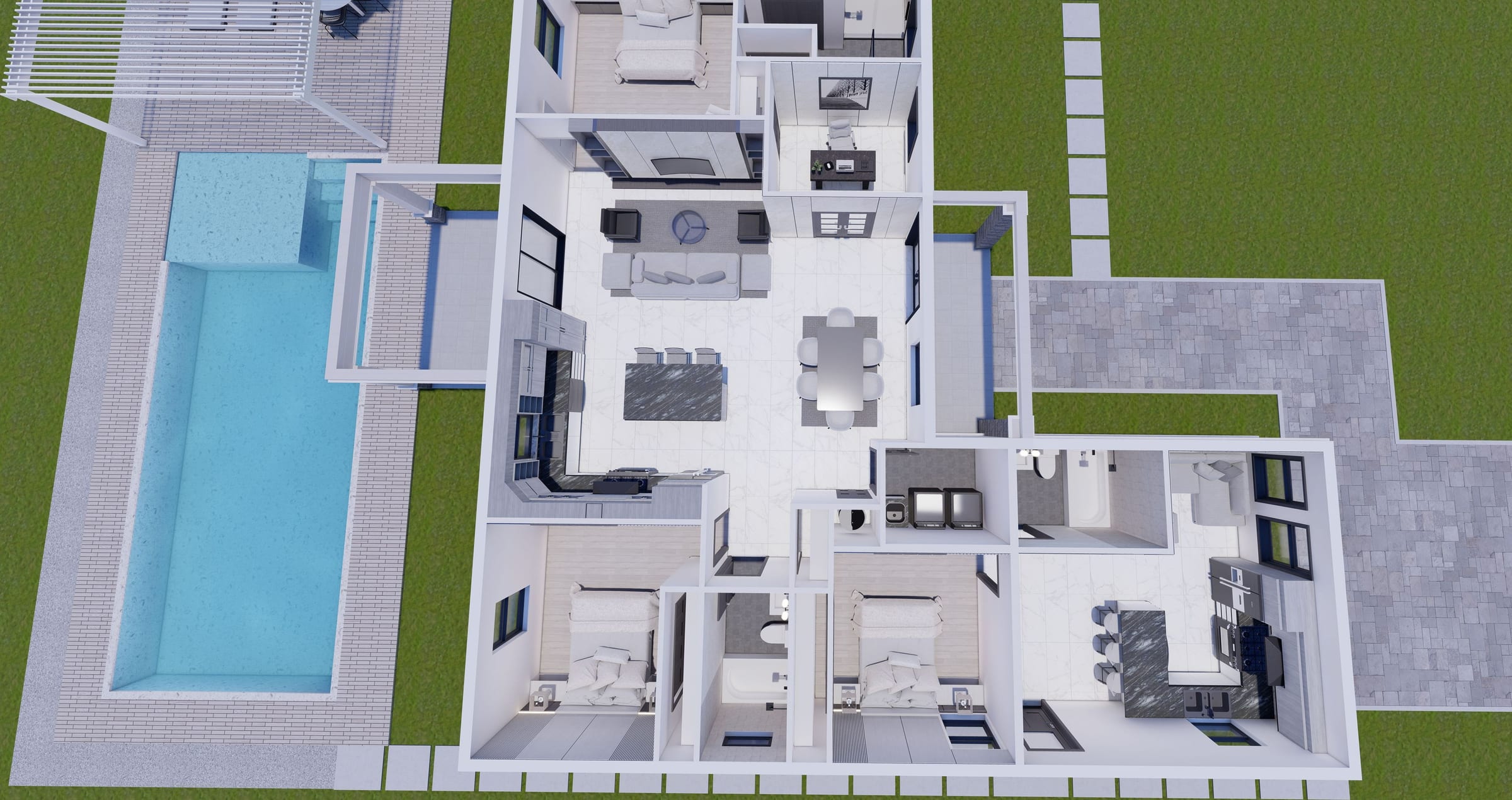 Pheme M1 Op. No Garage 3D floor plan, side view