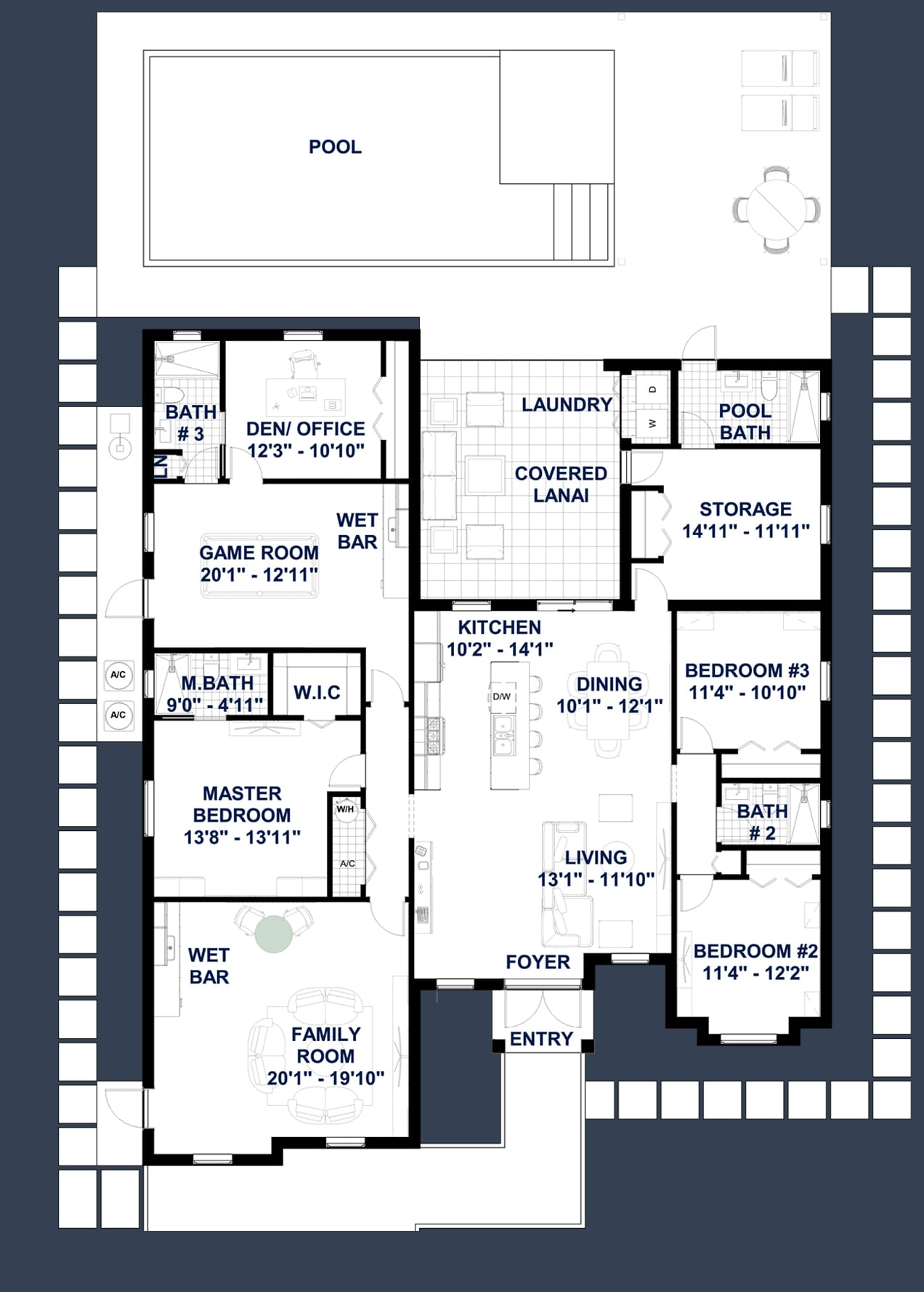 Phobos 2D floor plan with dimensions