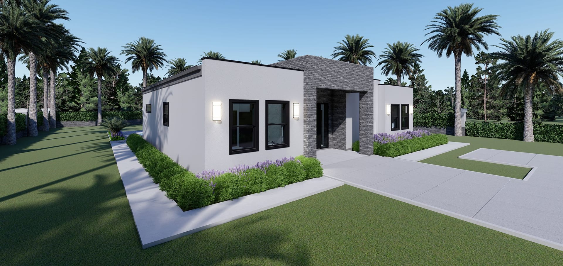 Picturesque front-side facade
