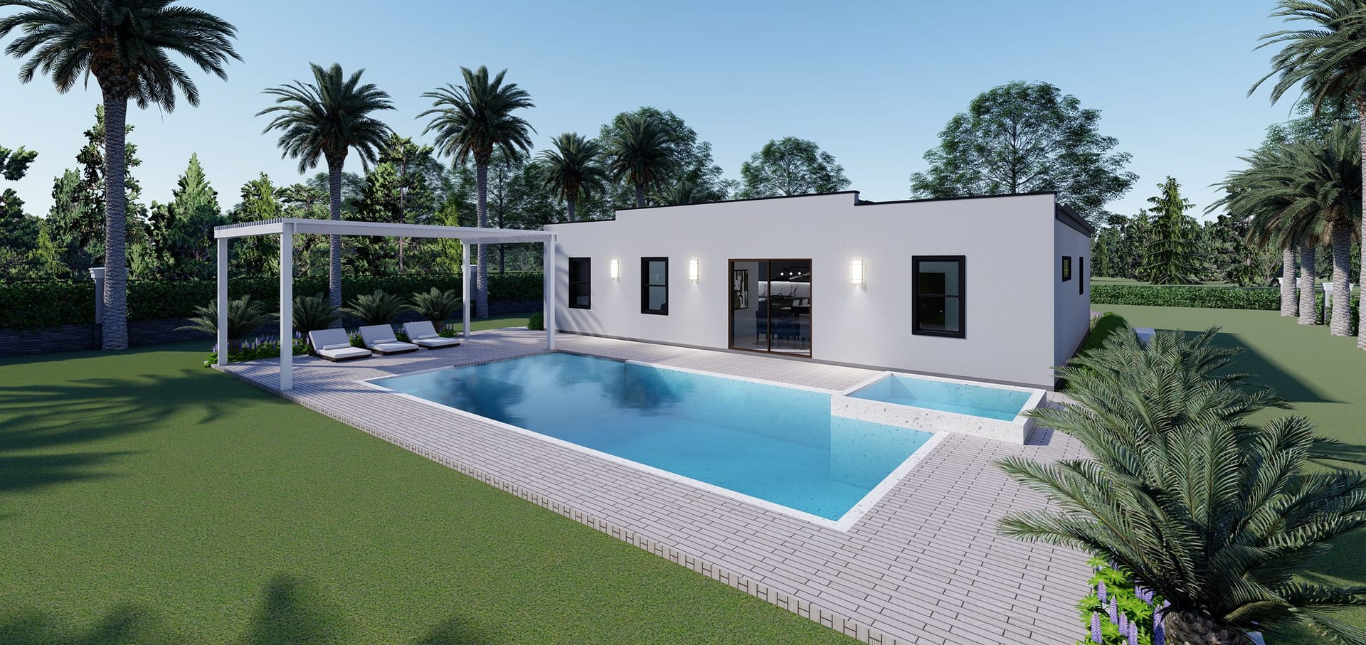Picturesque rear facade