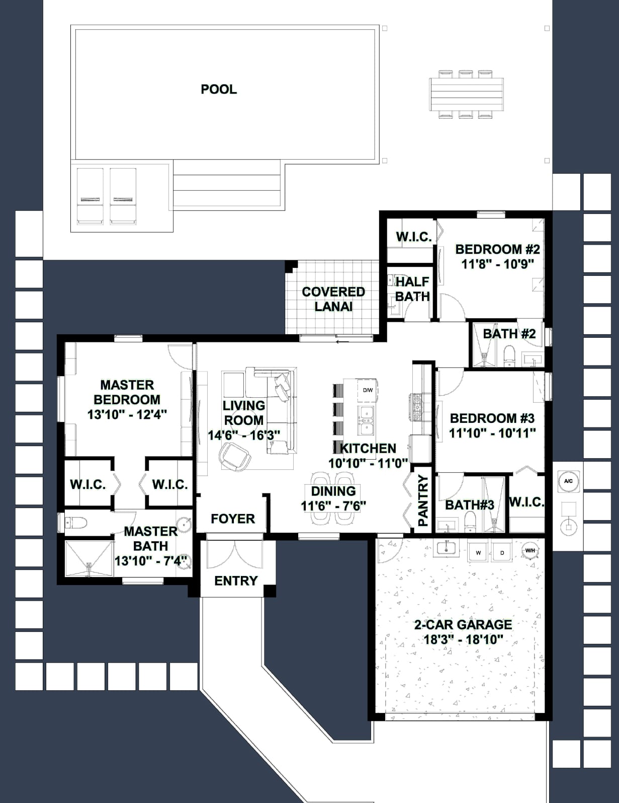 Plouton 2D floor plan with dimensions