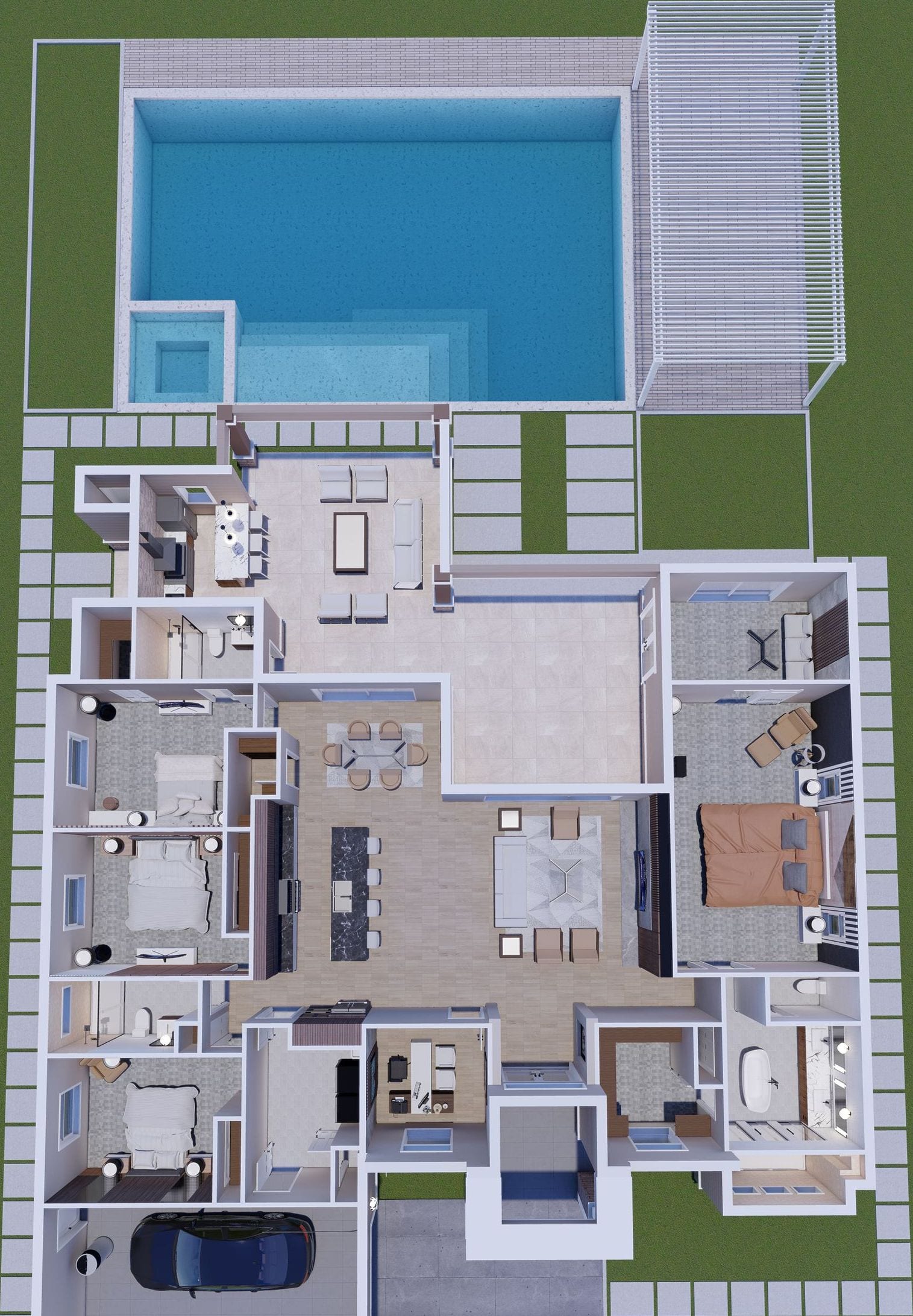 Pontos M1 3D floor plan, top-down