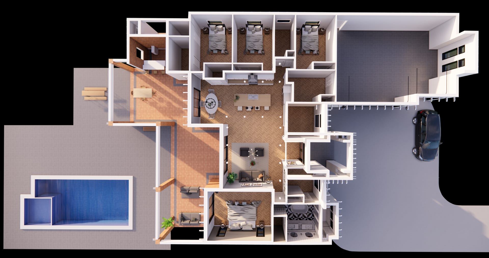 Pontos 3D floor plan, side view