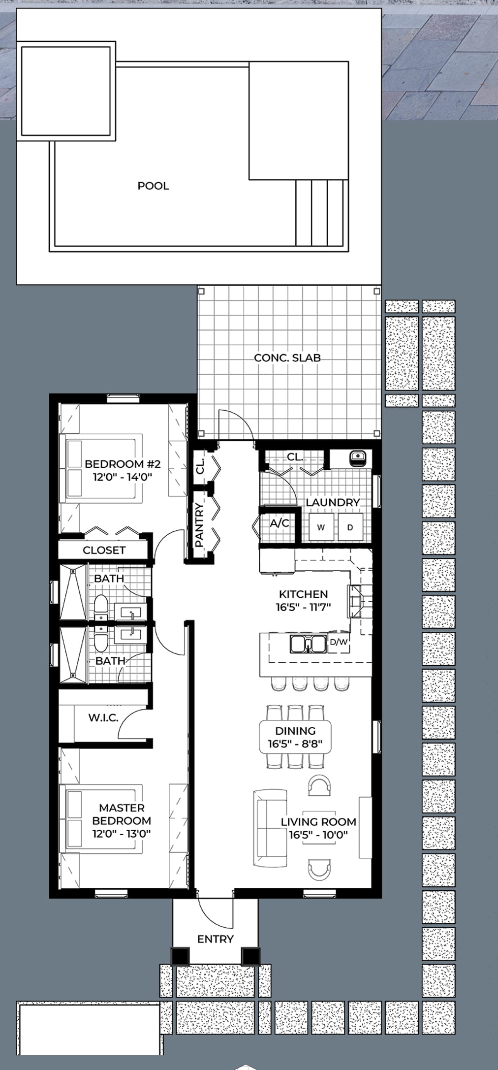 Priam 2D floor plan with dimensions