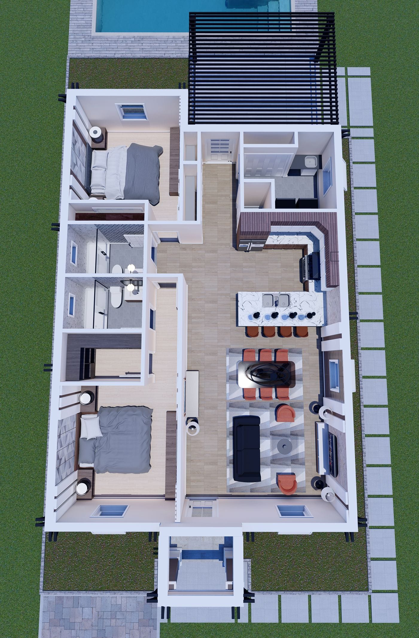 Priam 3D floor plan, top-down