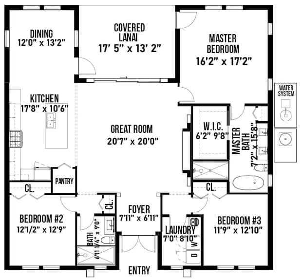 Rhesus 2D floor plan with dimensions