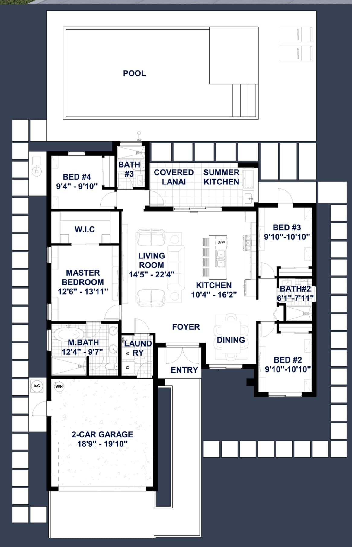 Roma 2 2D floor plan with dimensions