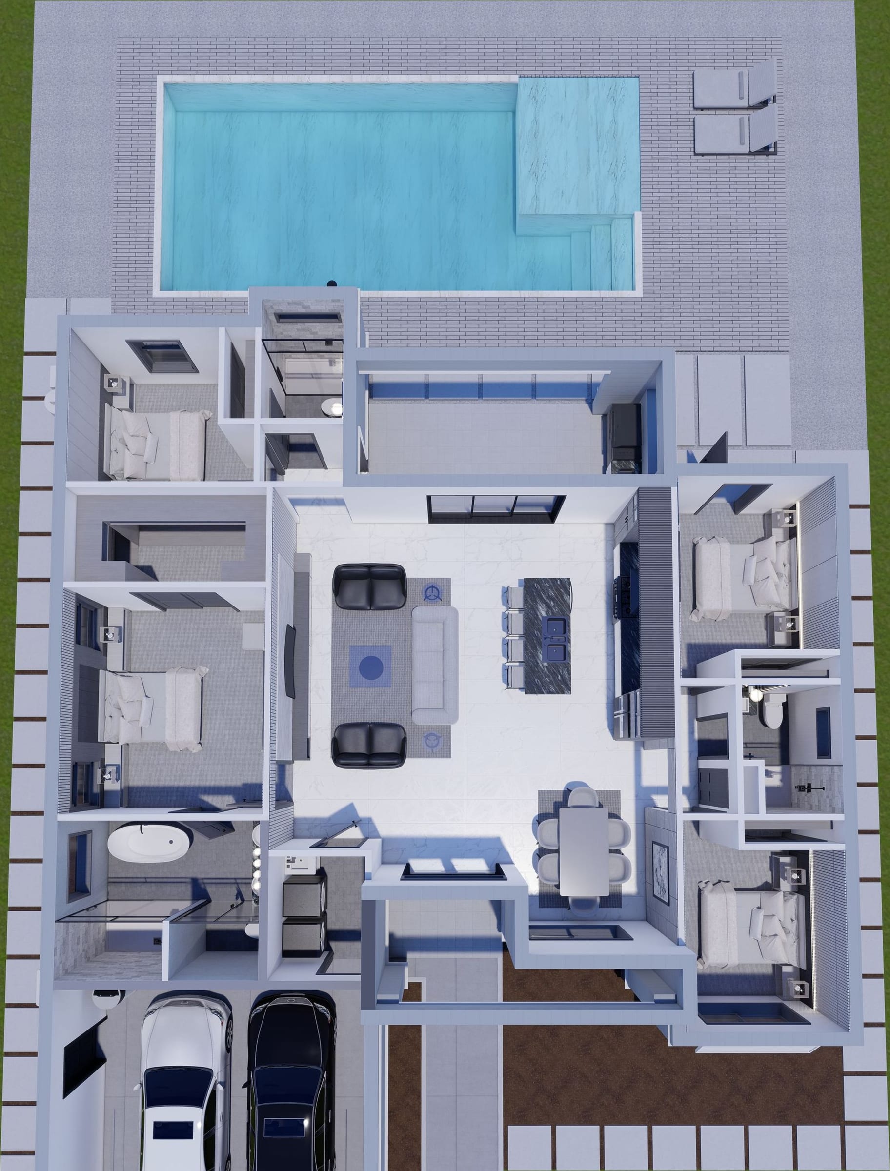 Roma 2 3D floor plan, top-down