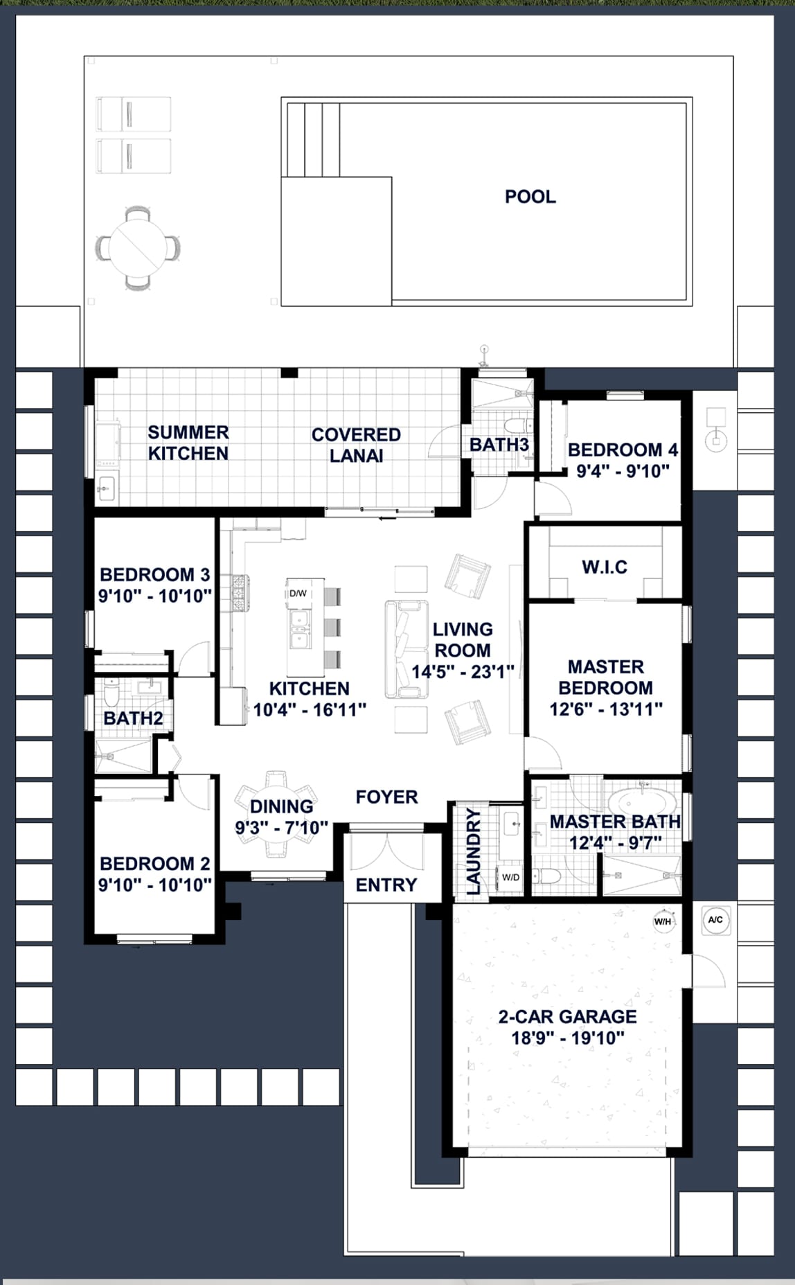 Roma M3 2D floor plan with dimensions